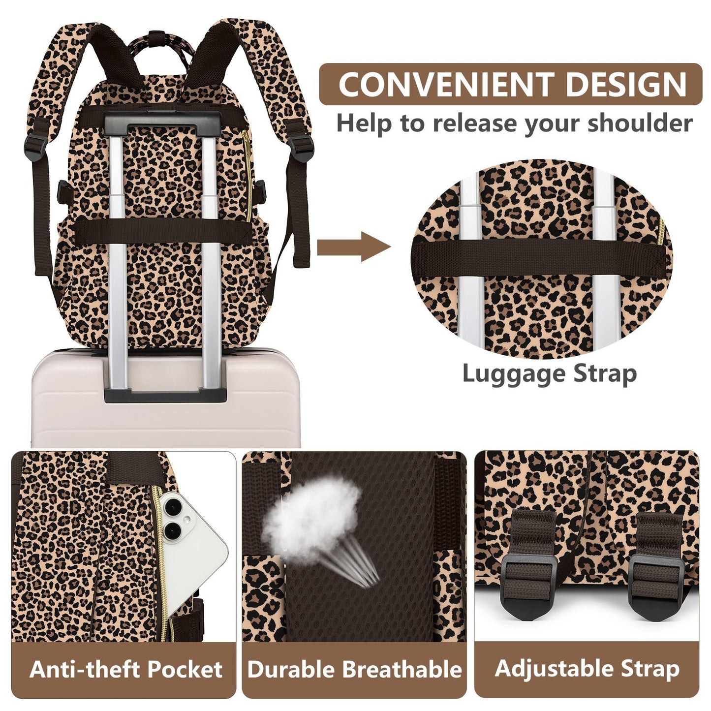 Stylish Laptop Backpack for Women   15.6" College Bookbag with Large Tumbler Poc5