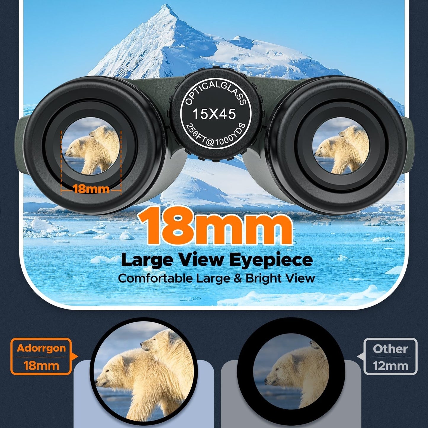 High-Powered 15x45 Binoculars with Tripod & Phone Adapter - Clear Low Light Visi1