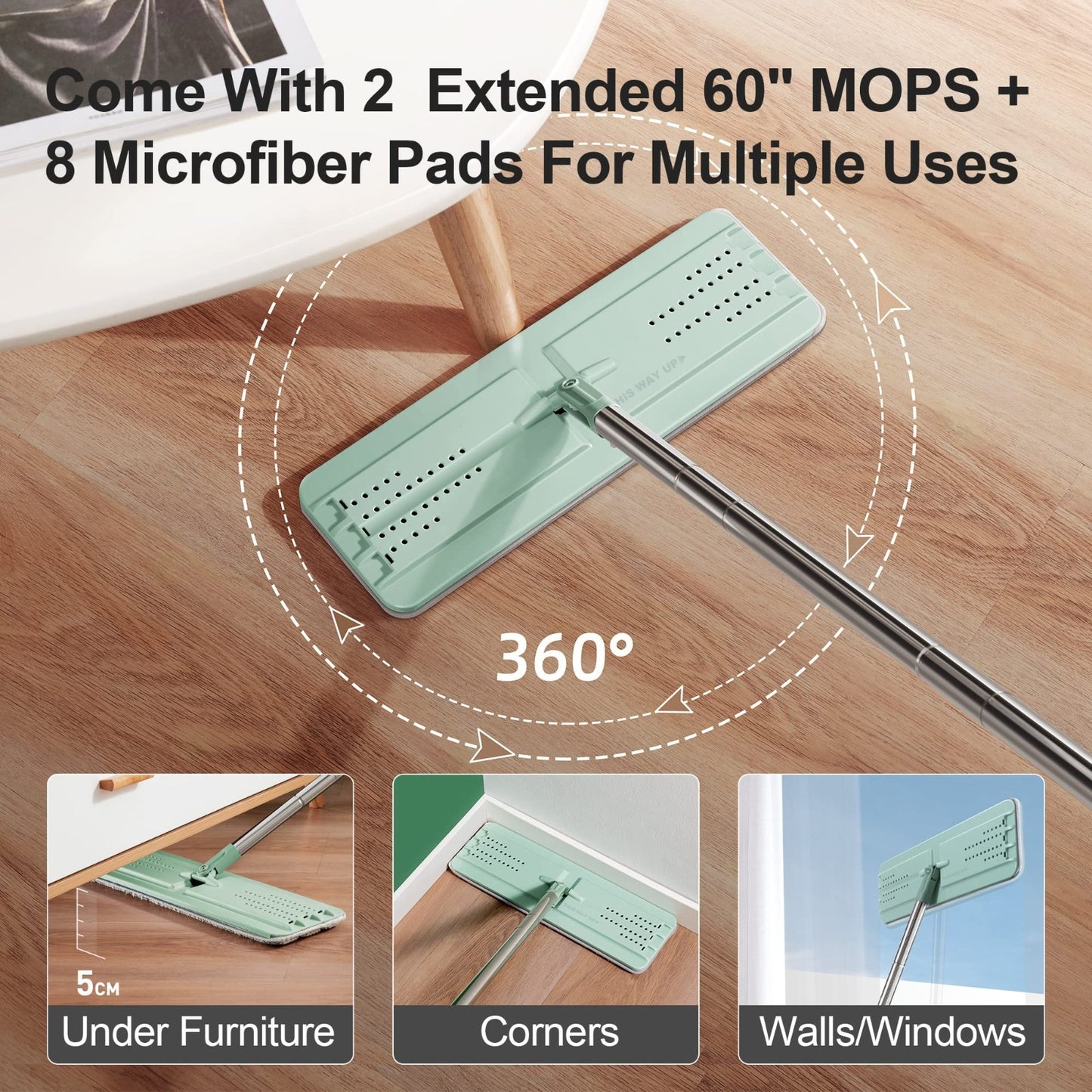 Flat Mop System with Bucket Set - Microfiber Mop for Home & Commercial Cleaning,5