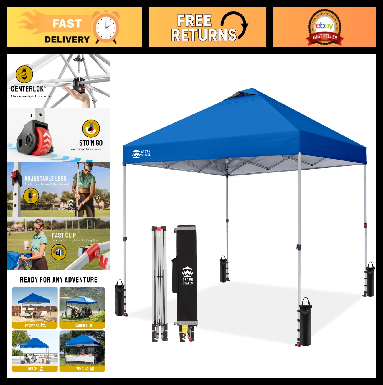12x12 Pop Up Canopy Tent   Easy Setup Outdoor Sun Shade for Events, Parties, Cam0