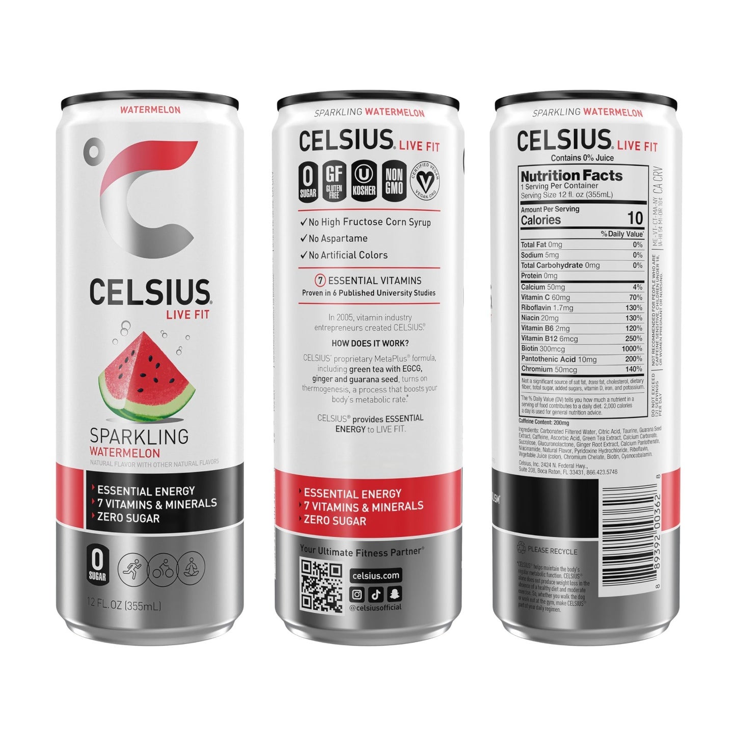 Sugar Free Sparkling Watermelon Energy Drink, 12 Fl Oz, Pack of 12 Cans2