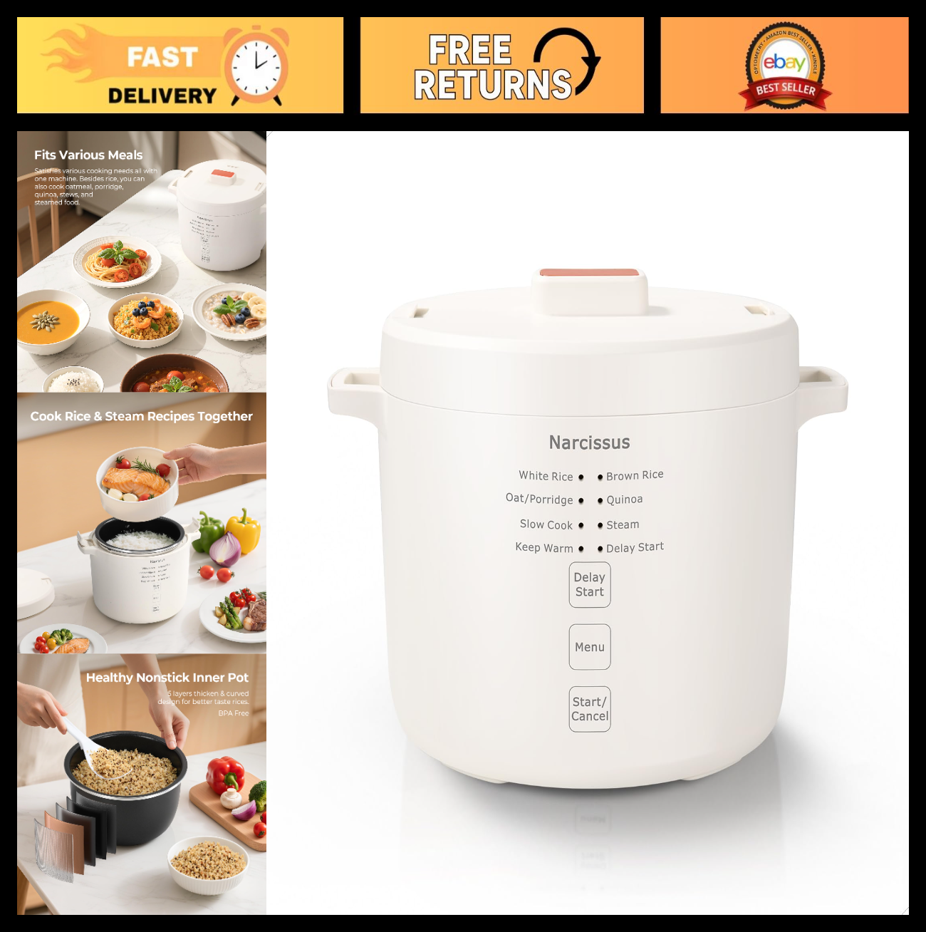 Compact 3.5-Cup Rice Cooker for 1-3 People - Multi-Function: Rice, Oatmeal, Quin0