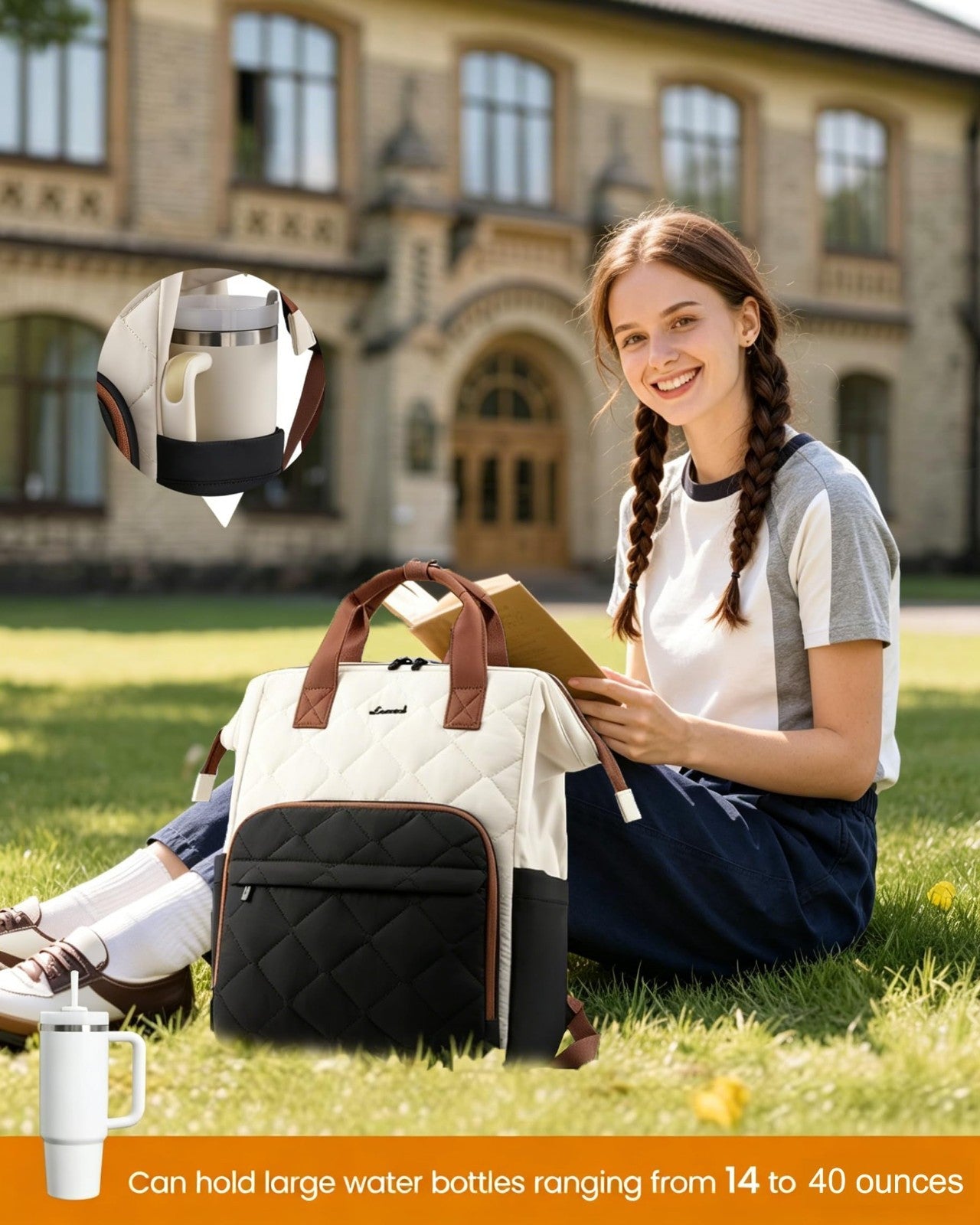 Stylish 15.6" Laptop Backpack for Women, Work Bag, Nude Pink, Durable & Spacious2