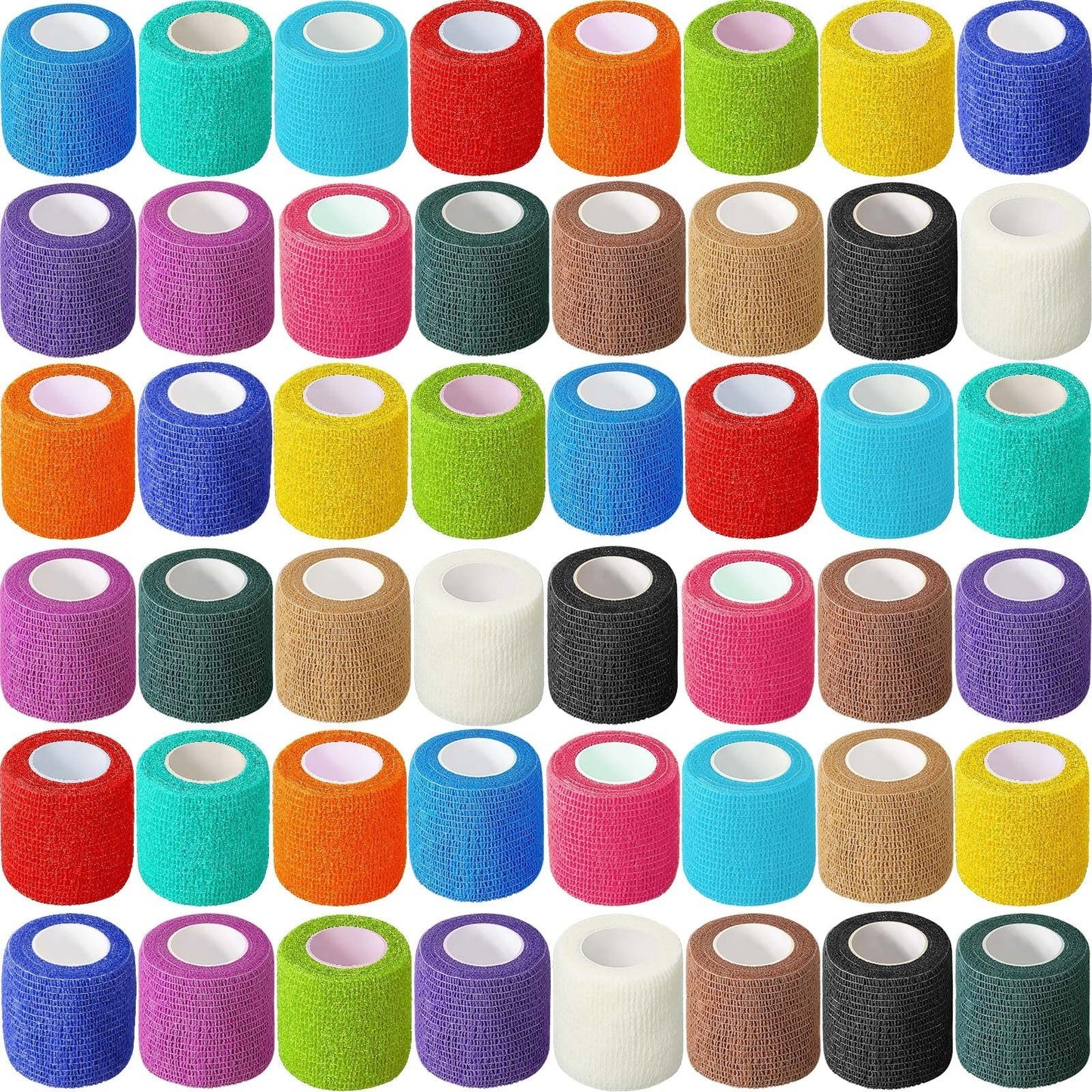 48 Pack Self Adhesive Wrap Bandage 2" x 5 Yards   Elastic Cohesive Tape for Spor1