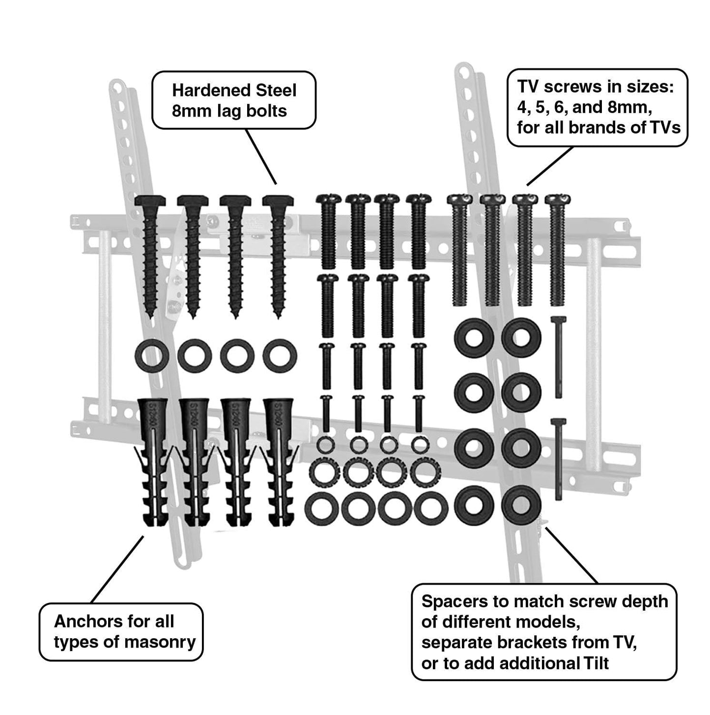 Universal Tilt TV Wall Mount for 32-86" TVs, Max VESA 600x400mm, 165lbs, 10ft HD6