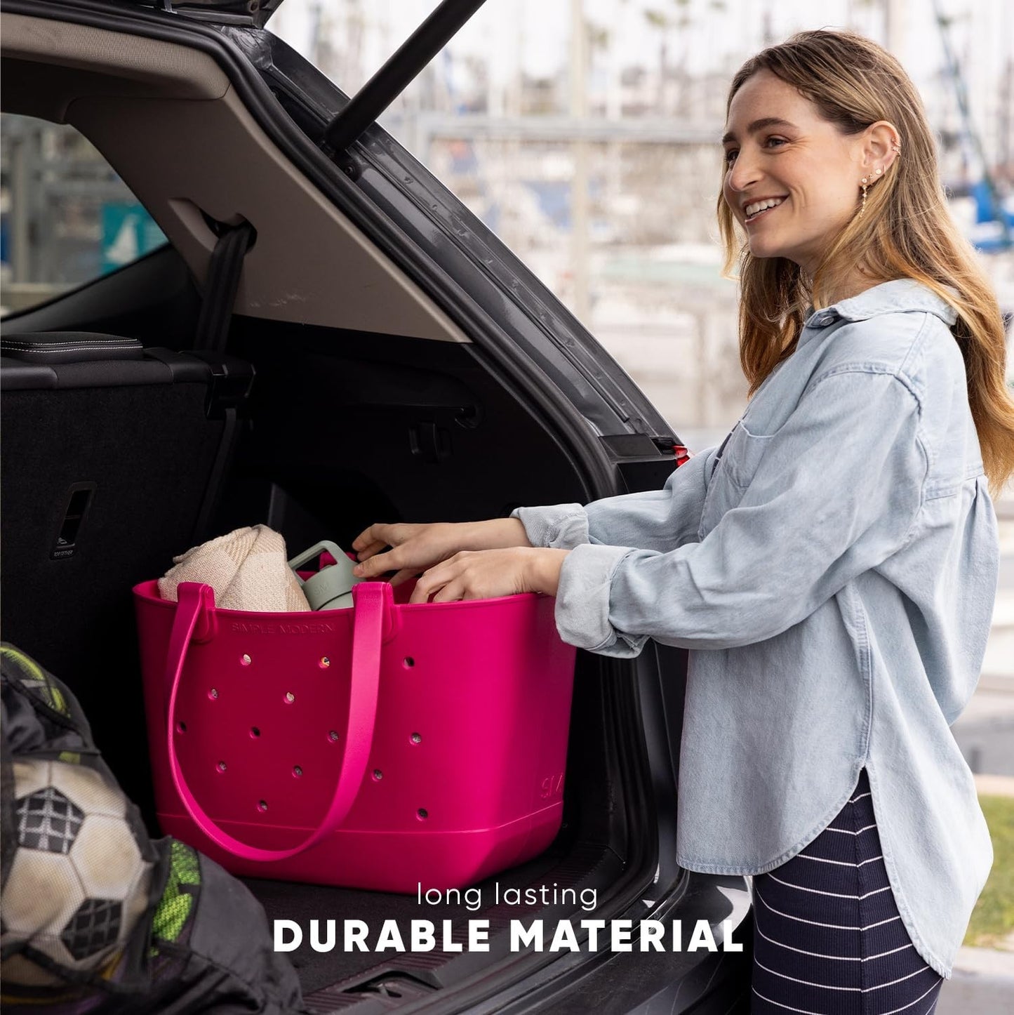 Large Waterproof Beach Tote Bag | Zipper Pocket | Travel, Pool & Grocery Bag | B2