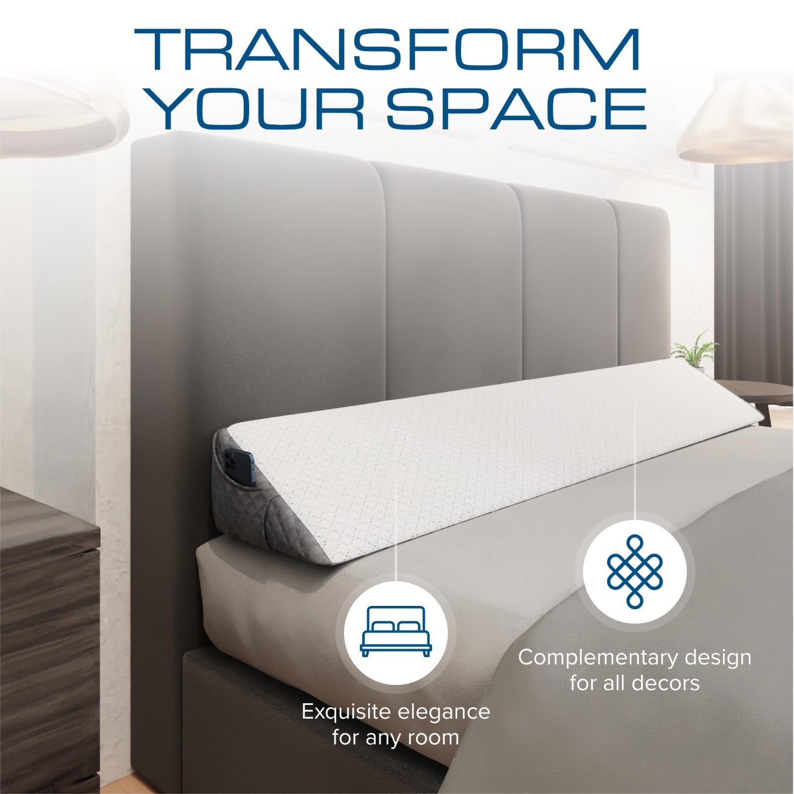Bed Wedge Pillow for Headboard | Stylish Gap Filler Between Mattress & Headboard3