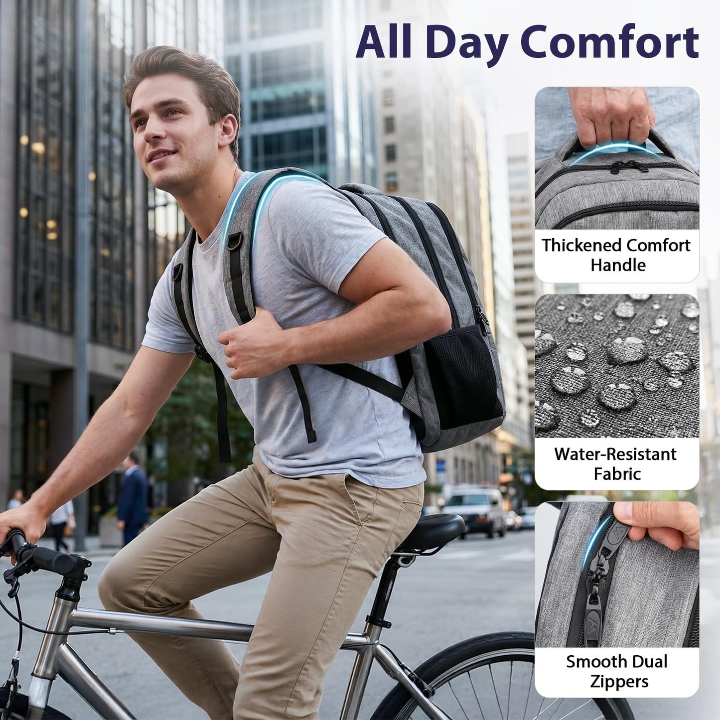 17" TSA Approved Travel Laptop Backpack, Carry On Work Bag, Durable & Stylish6