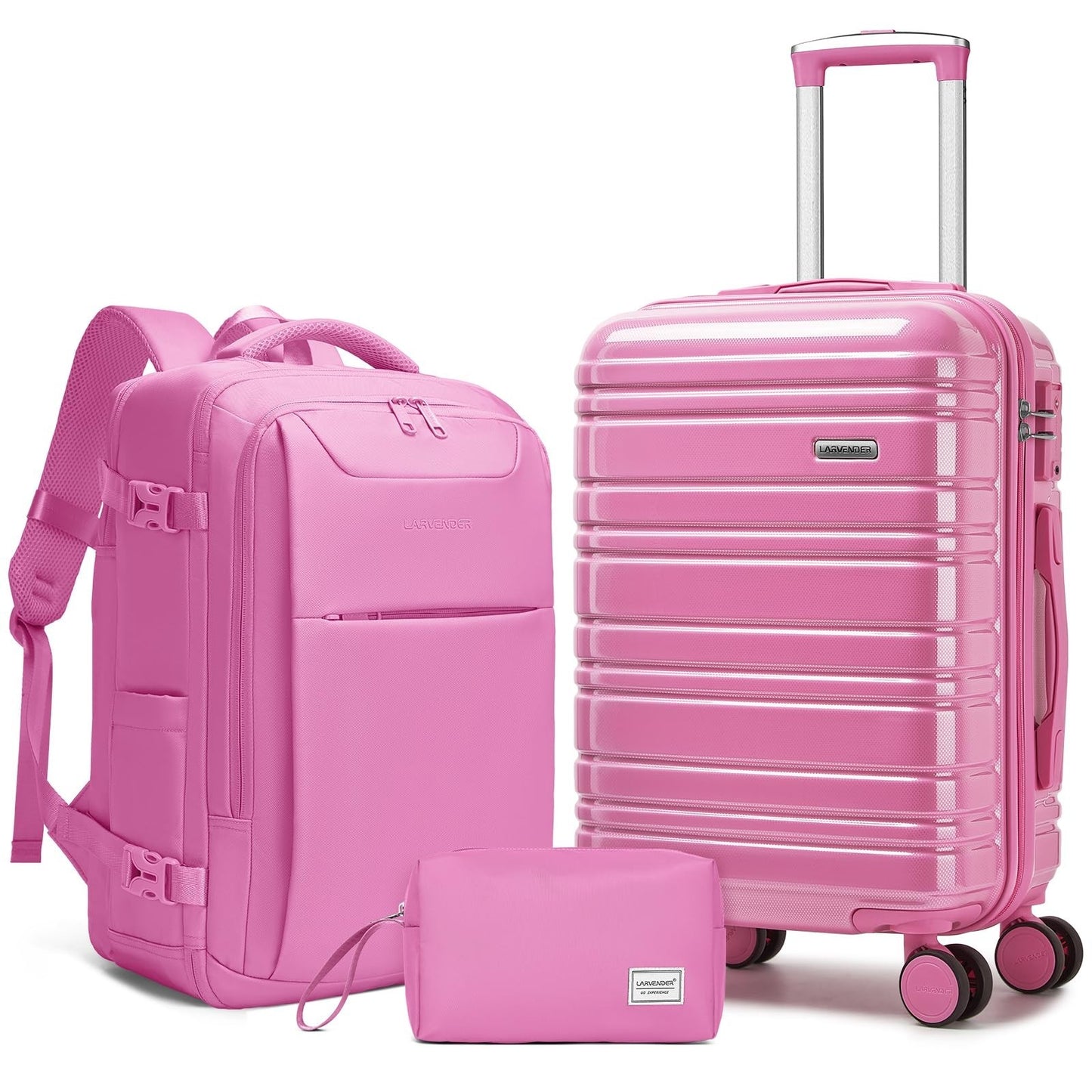3-Piece Carry-On Luggage Set, 20" Hardshell Suitcases, Lightweight, TSA Lock, 361