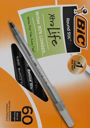 60 Count Black Ballpoint Pens, Medium Point 1.0mm, Comfortable Grip, Pack of 24
