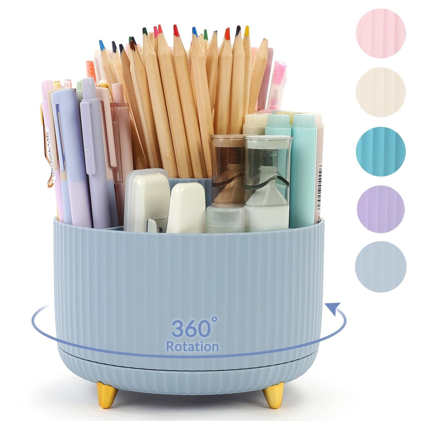 360° Rotating Desk Organizer   Dual Purpose Pen Holder with 5 Slots, Office & Ho1