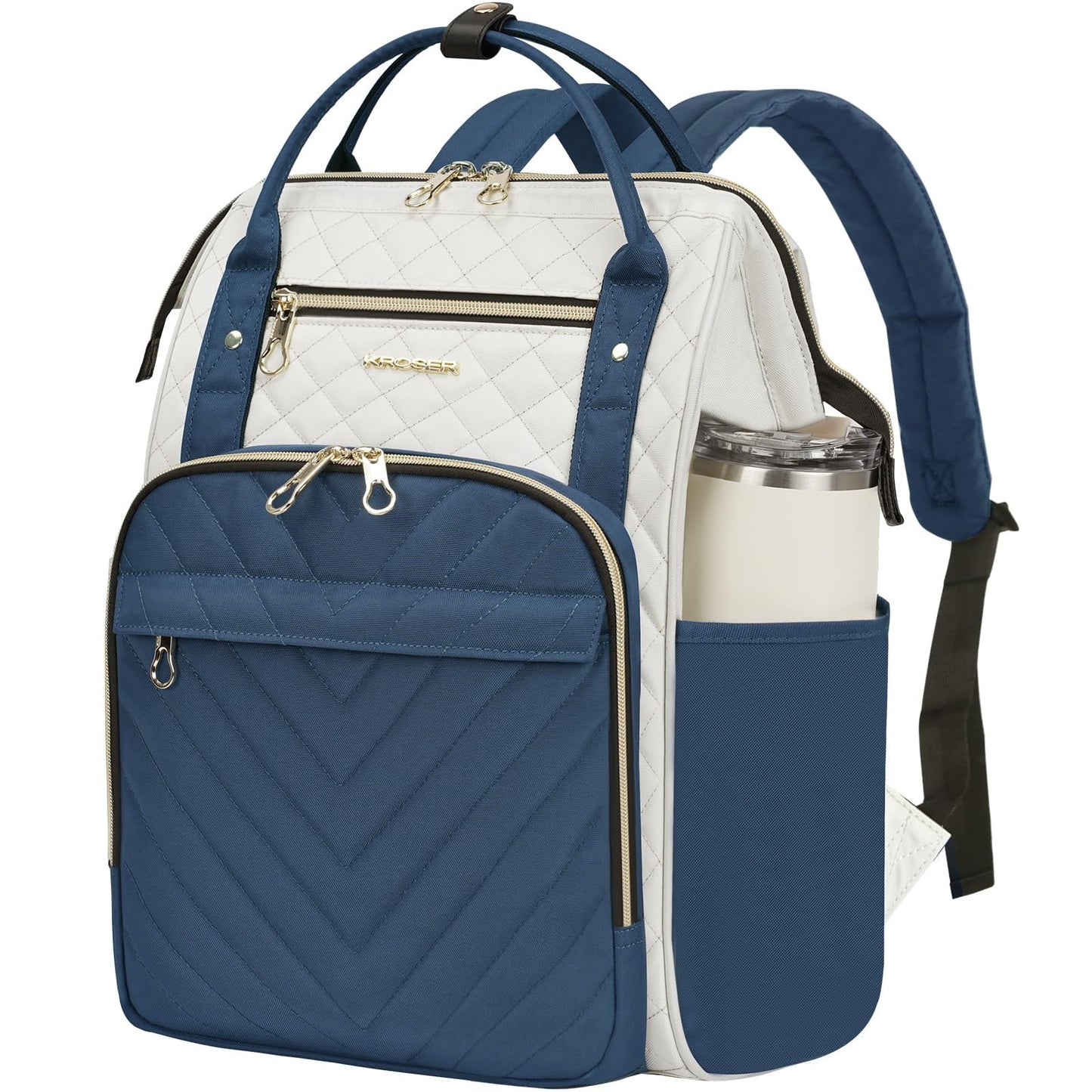 Stylish 17" Water-Repellent Laptop Backpack for College, Travel & Work - Beige/B1