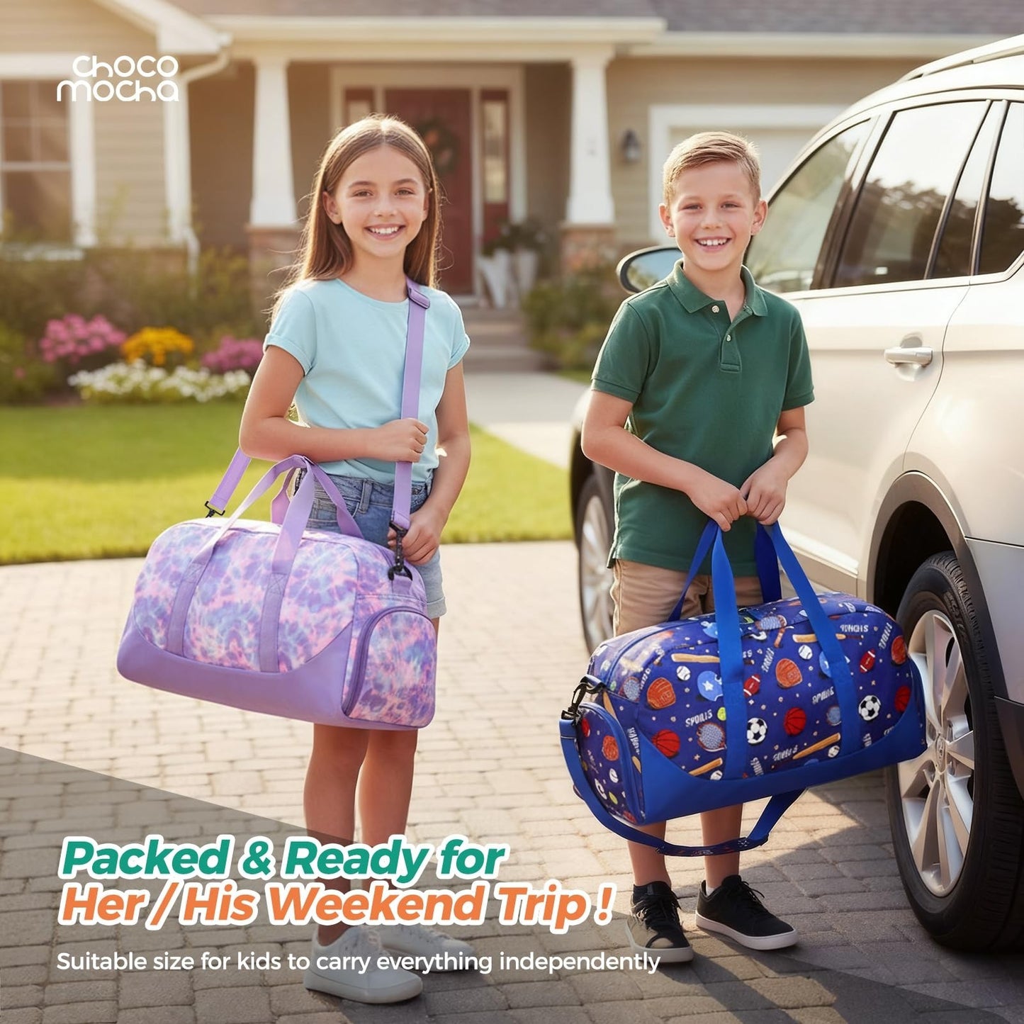 Kids Duffle Bag - Boys Cars Overnight Travel Bag with Shoe Compartment, Large Gy2