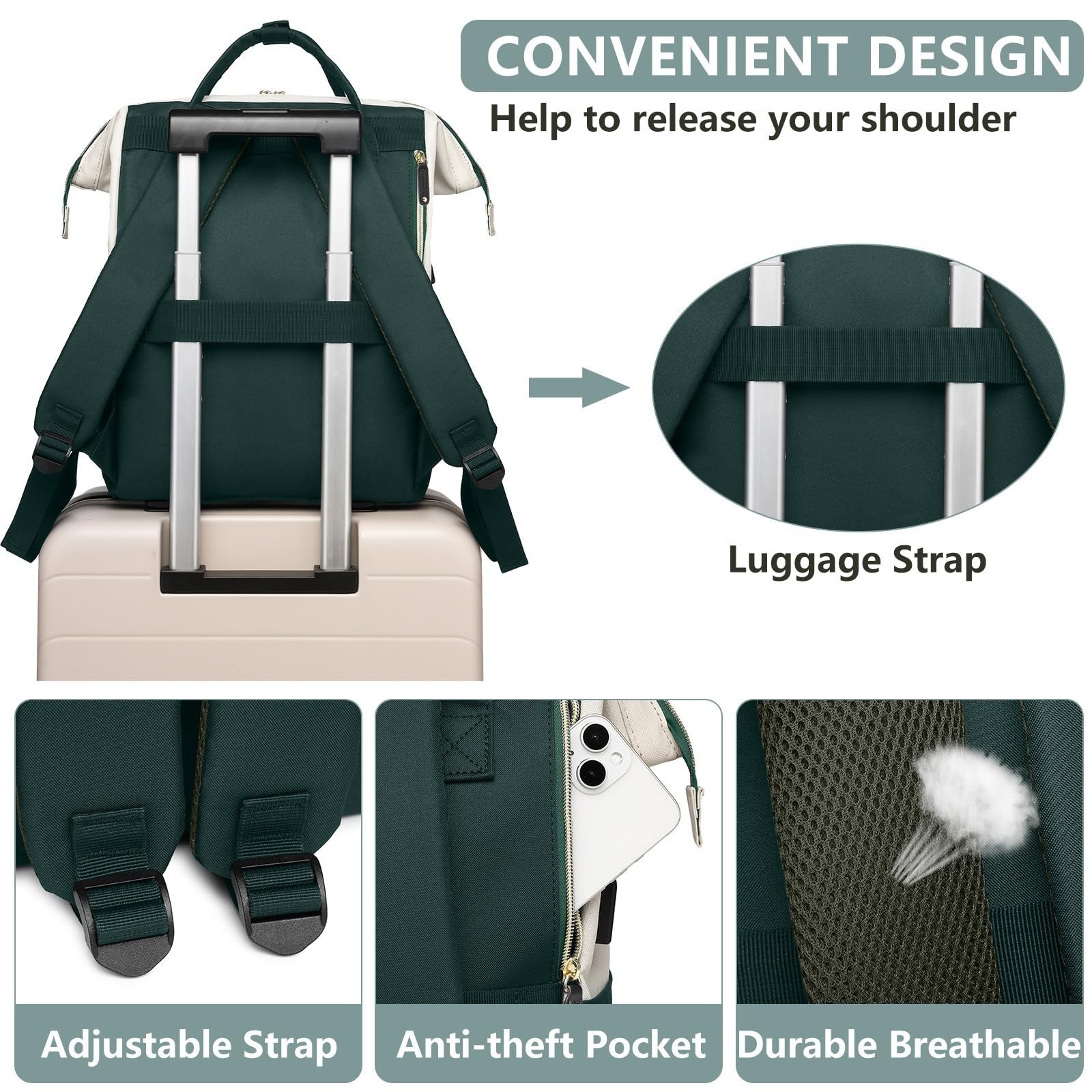 Stylish 17.3" Laptop Backpack for Women   USB Charging, Anti Theft, Durable Dayp3
