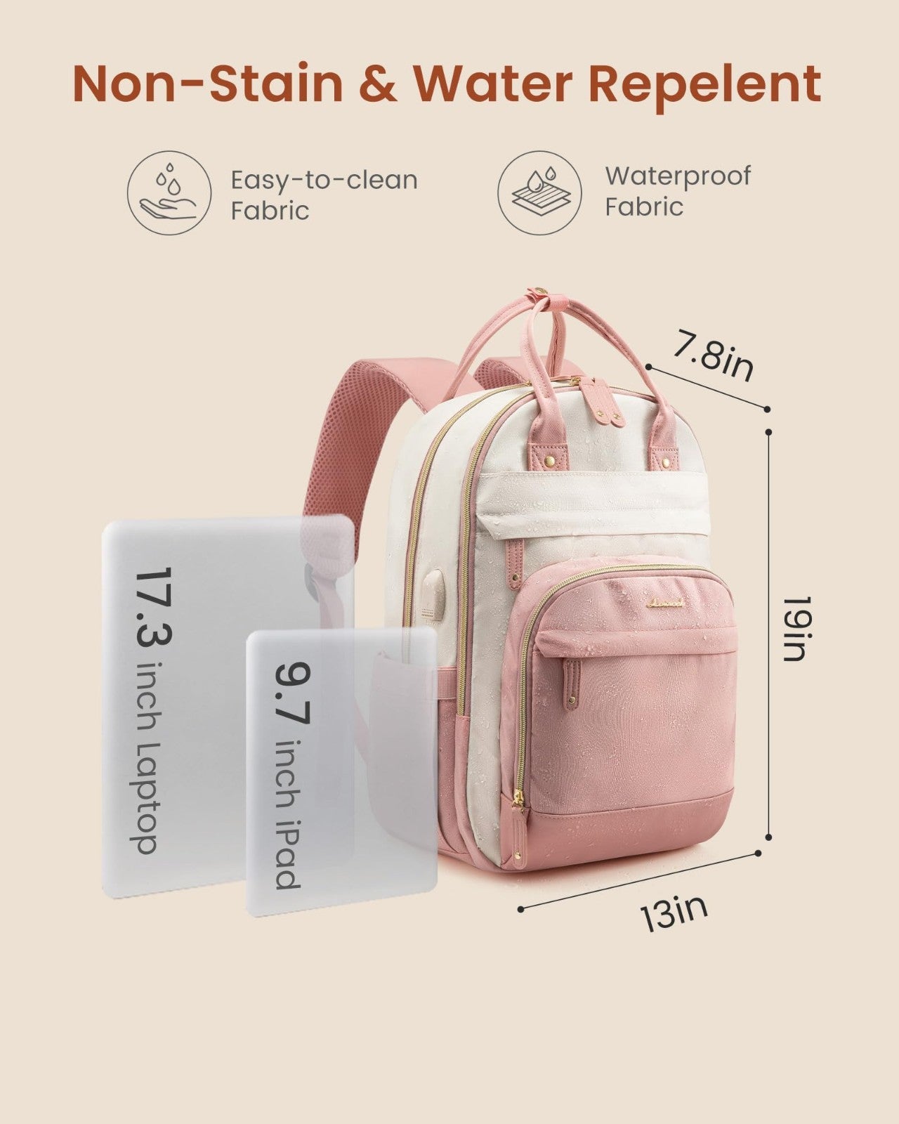 Stylish Women's Laptop Backpack   Fits 17" Laptops, Waterproof, Anti Theft, Trav3