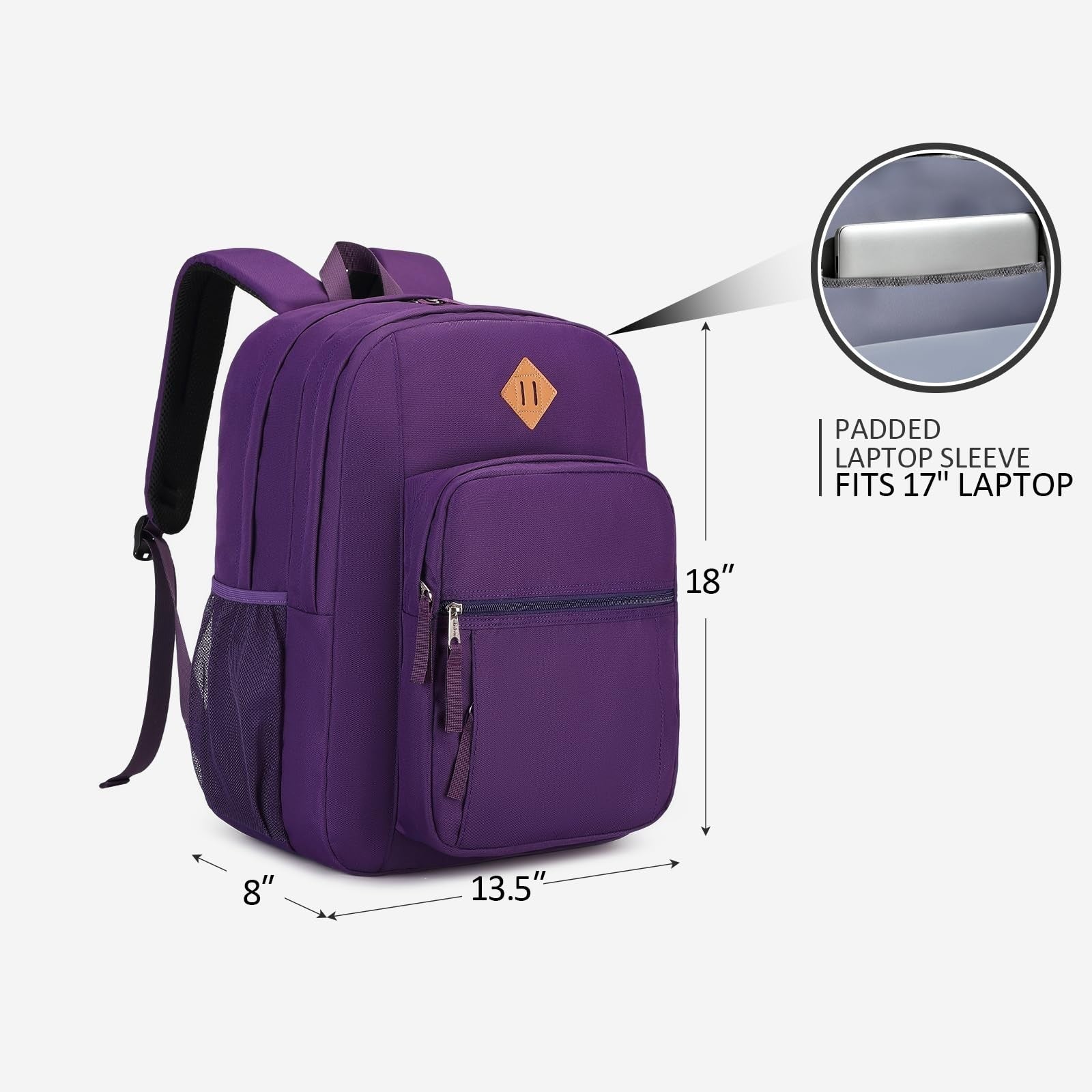 Large Water Resistant Girls Backpack   Solid Color School Bag for College Women4