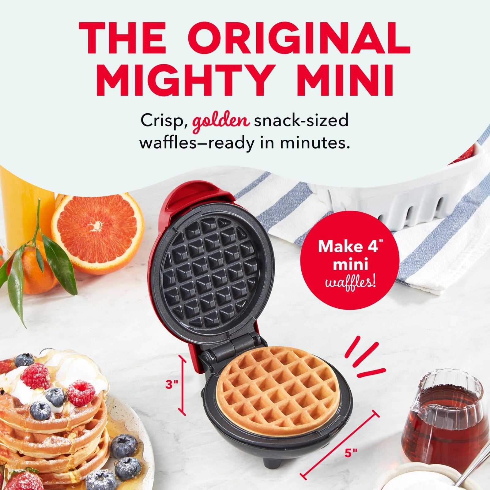Compact Mini Waffle Maker - 4-Inch Nonstick Iron for Dorms, RVs & Kids - Chaffle2