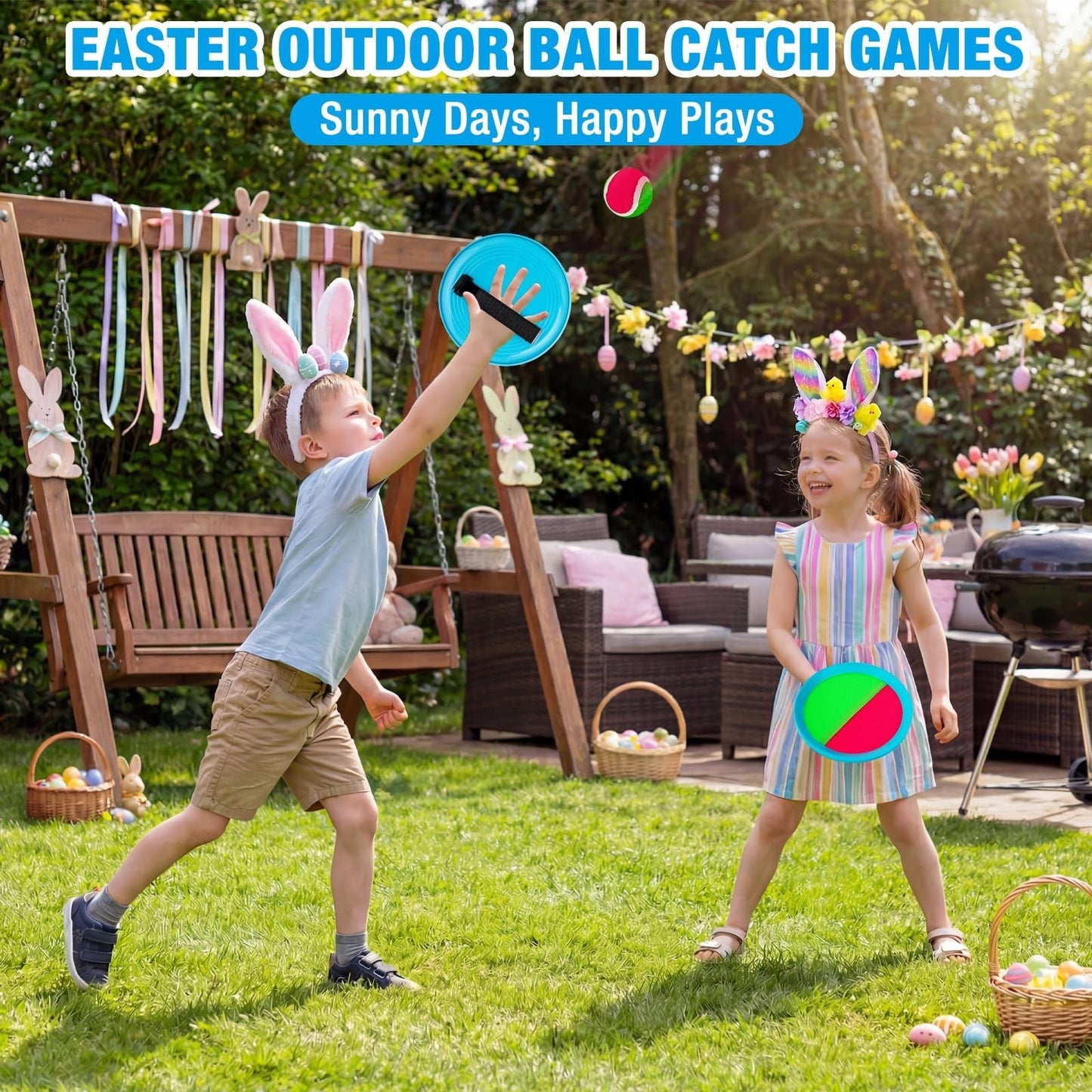 Sticky Toss and Catch Ball Game for Kids   6 Paddles & 3 Balls Fun Outdoor Toy8