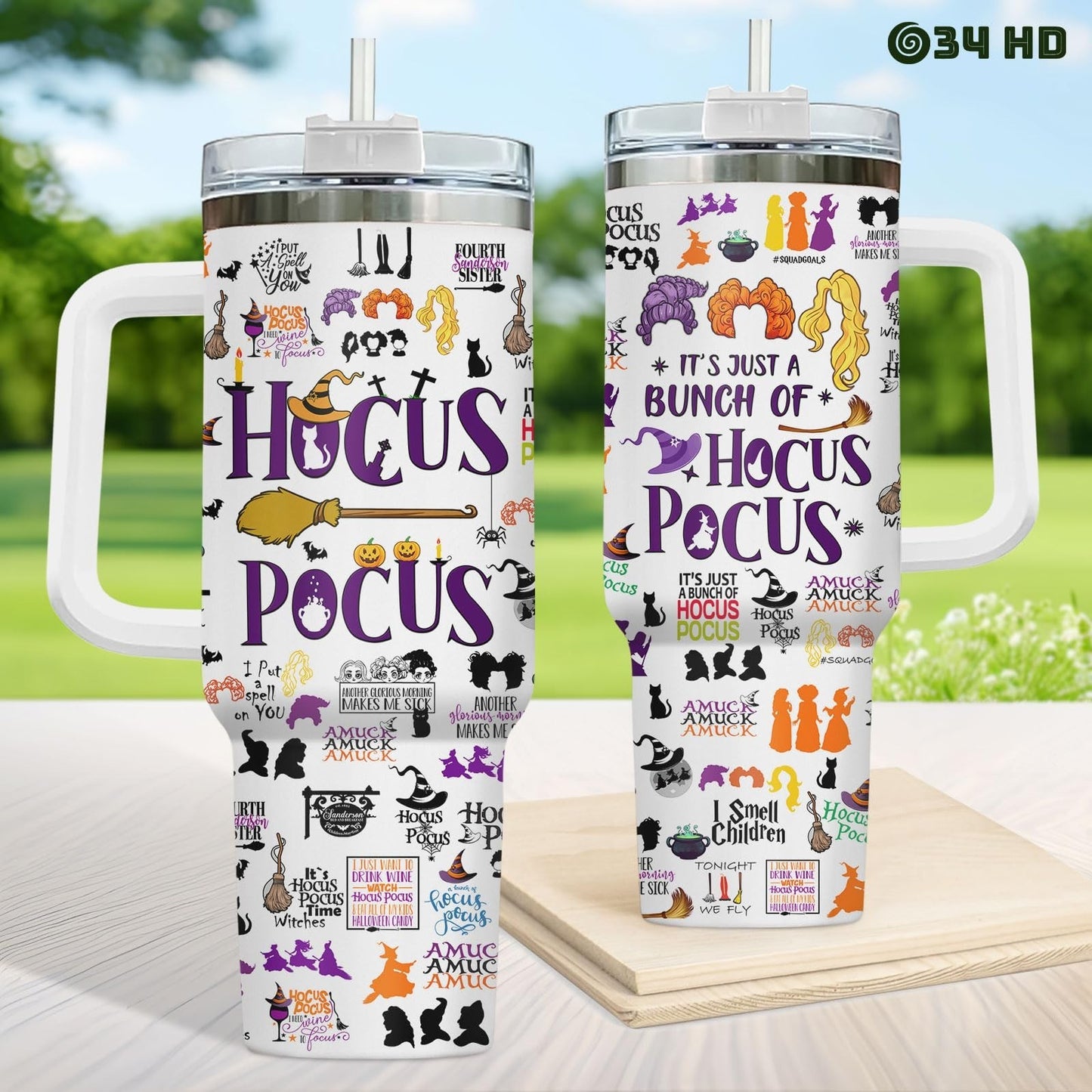 40oz Insulated Tumbler with Handle & Straw   Sanderson Sisters Coffee Mug, Spook2