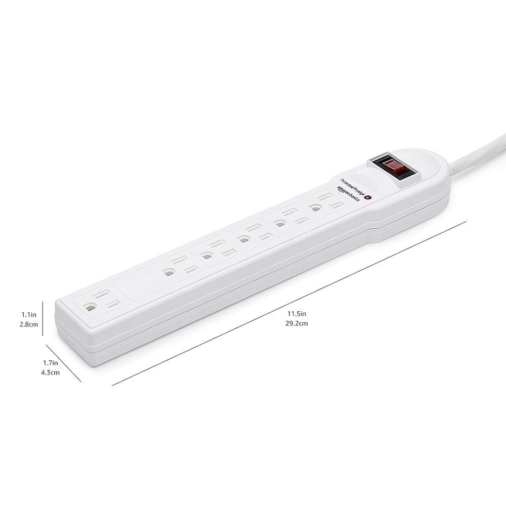6 Outlet Surge Protector Power Strip, 790 Joules, Circuit Breaker, 6ft Cord   24