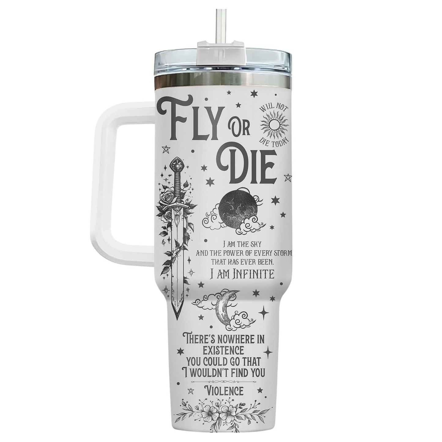 Fantasy Sword Tumbler 40 oz with Handle & Straw   Insulated Coffee Mug for Book3