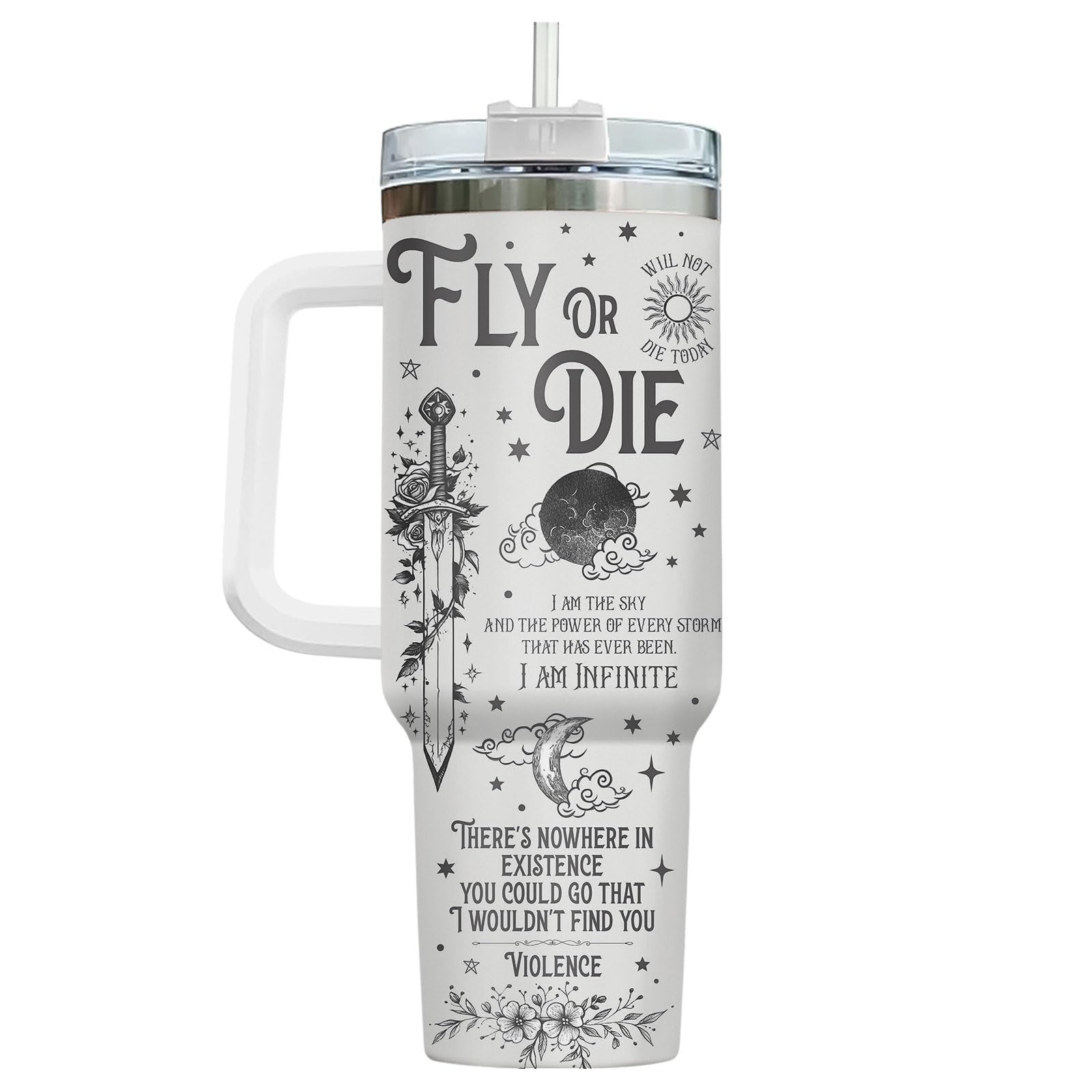 Fantasy Sword Tumbler 40 oz with Handle & Straw   Insulated Coffee Mug for Book3