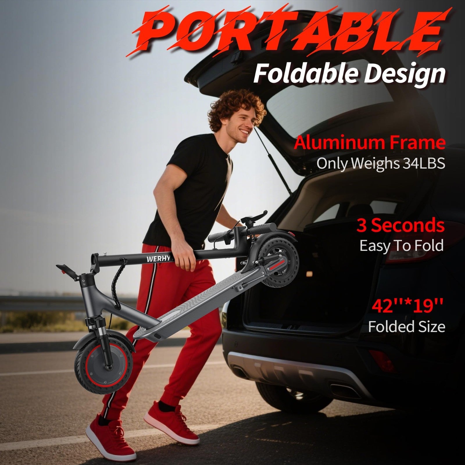Powerful Electric Scooter 500W Motor, 19MPH Speed, 16-27 Miles Range, Folding E-5