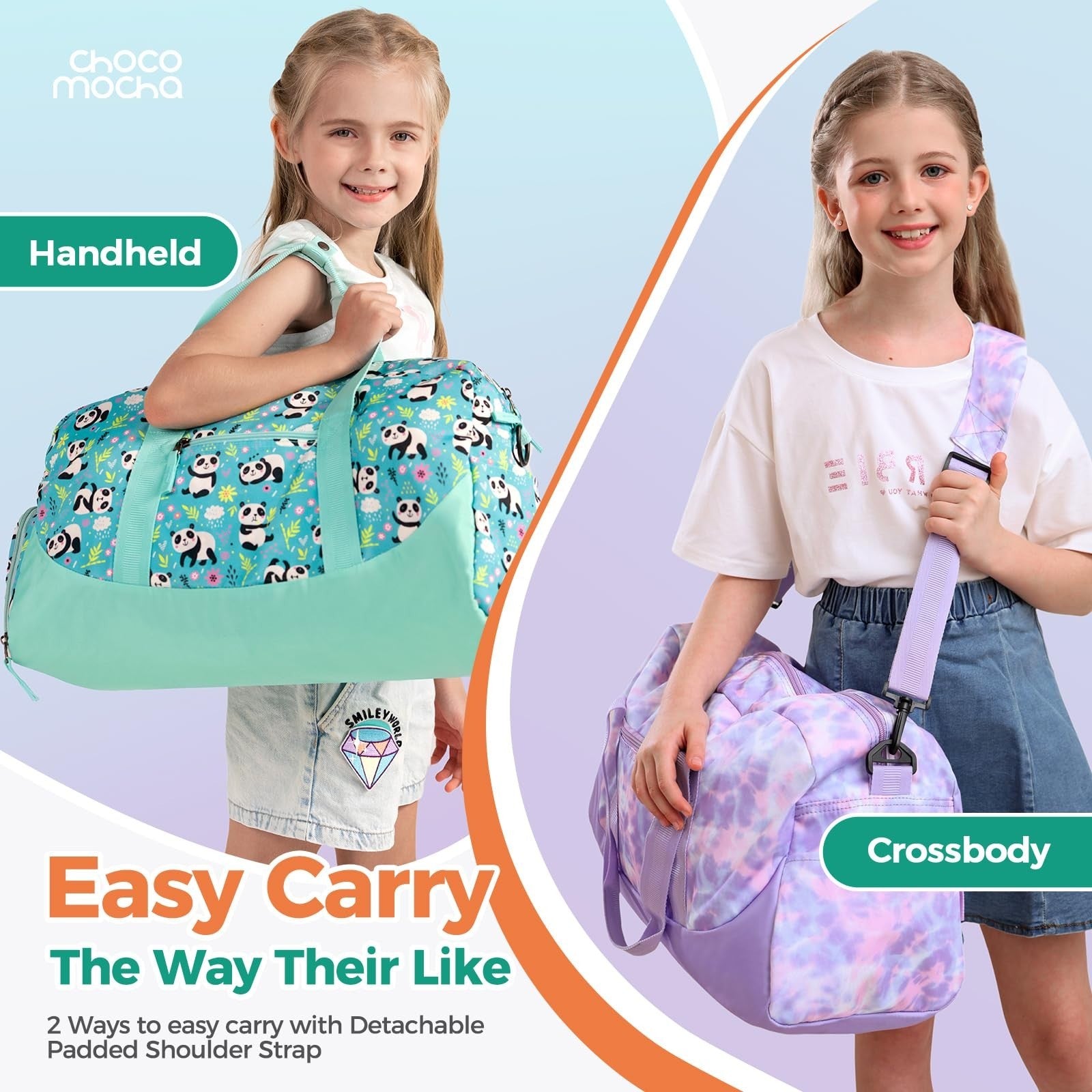 Girls Horse Duffle Bag for Kids, Large Overnight Travel Bag with Shoe Compartmen4