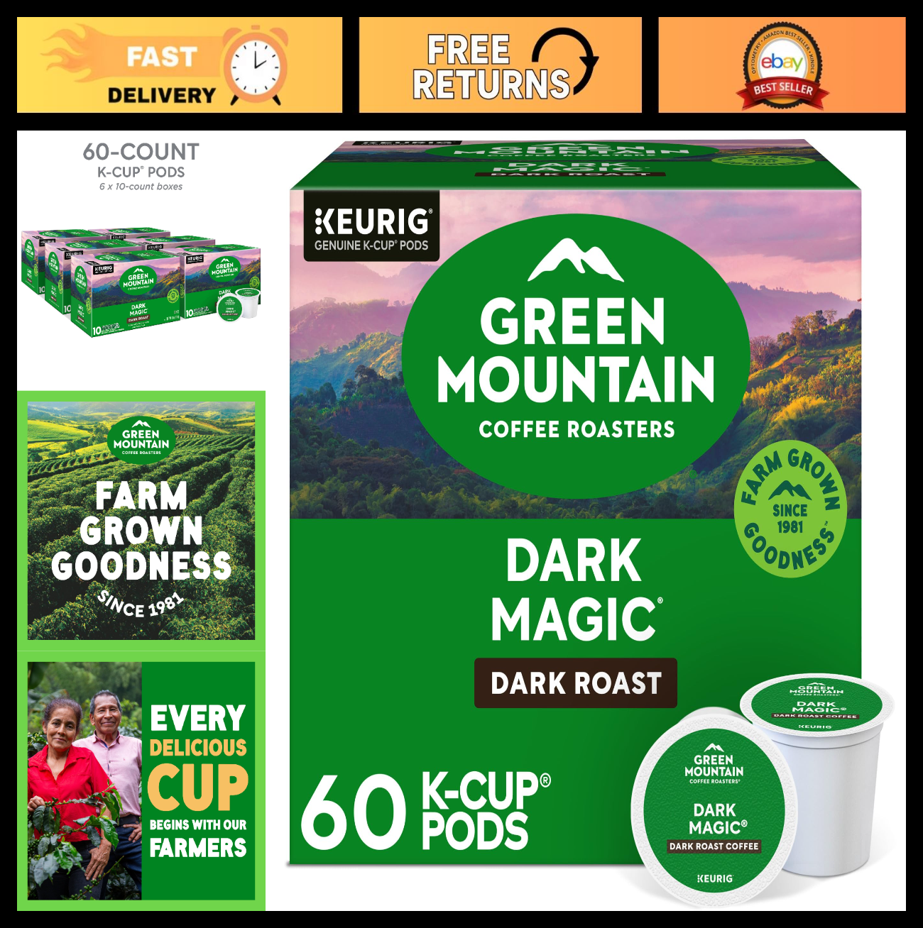 Dark Magic Coffee Pods, 60ct   Bold & Rich Flavor, Compatible with Keurig Machin0