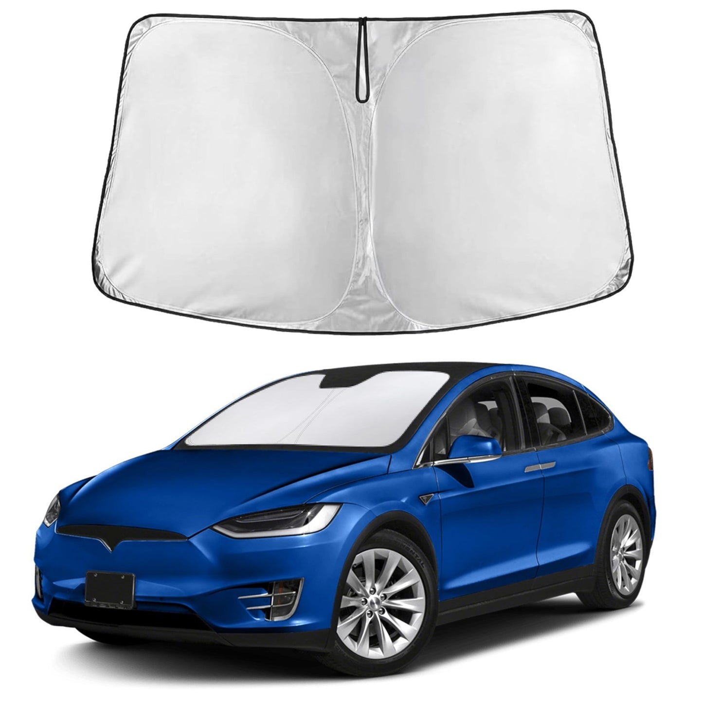 Windshield Sunshade for Tesla Model X 2016 2025, UV Heat Blocker & Sun Visor Cov1