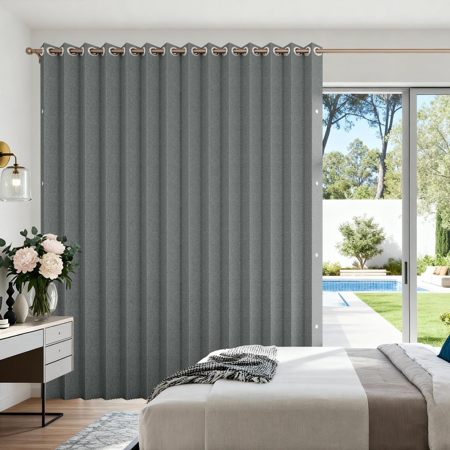 Vertical Fabric Shades for Sliding Glass & Patio Doors, Large Windows, Grey 100x1