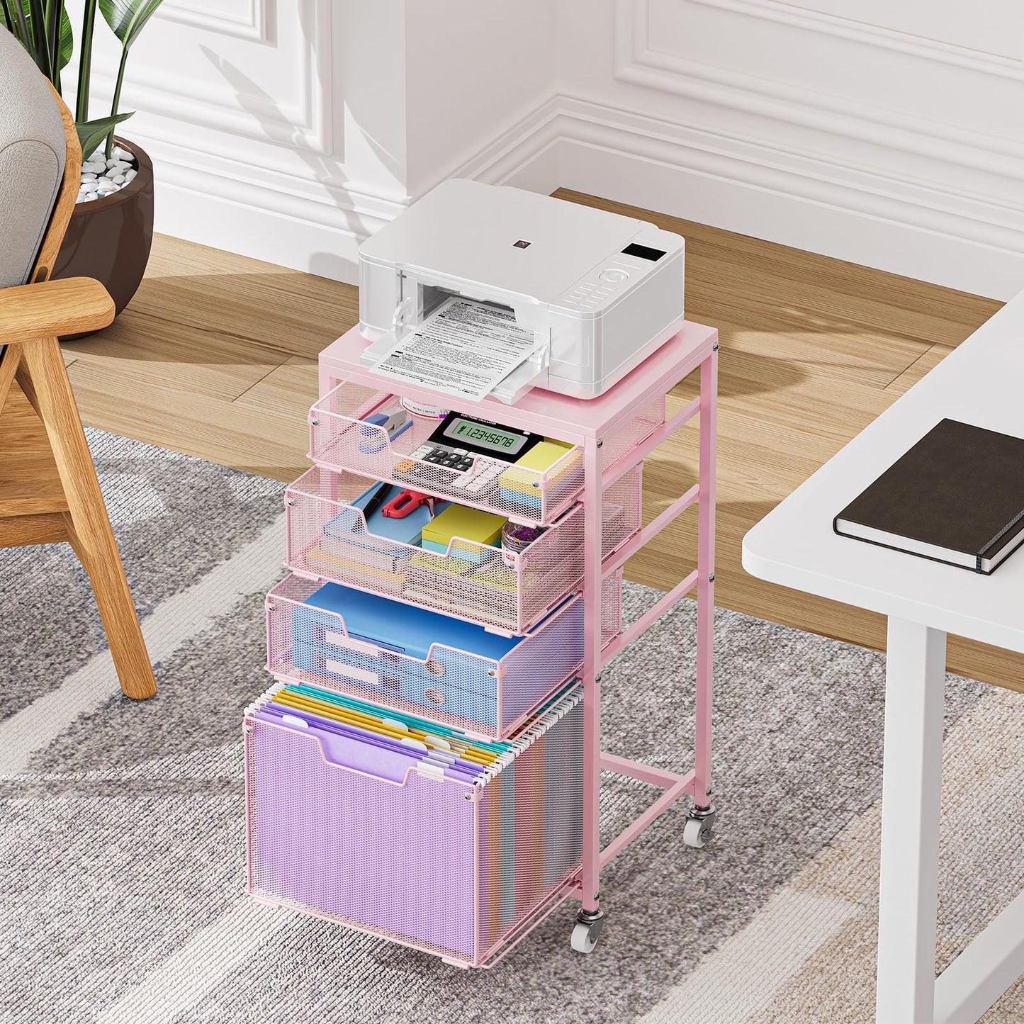 4 Drawer Rolling File Cart   Mobile Under Desk Storage, Filing Cabinet on Wheels2