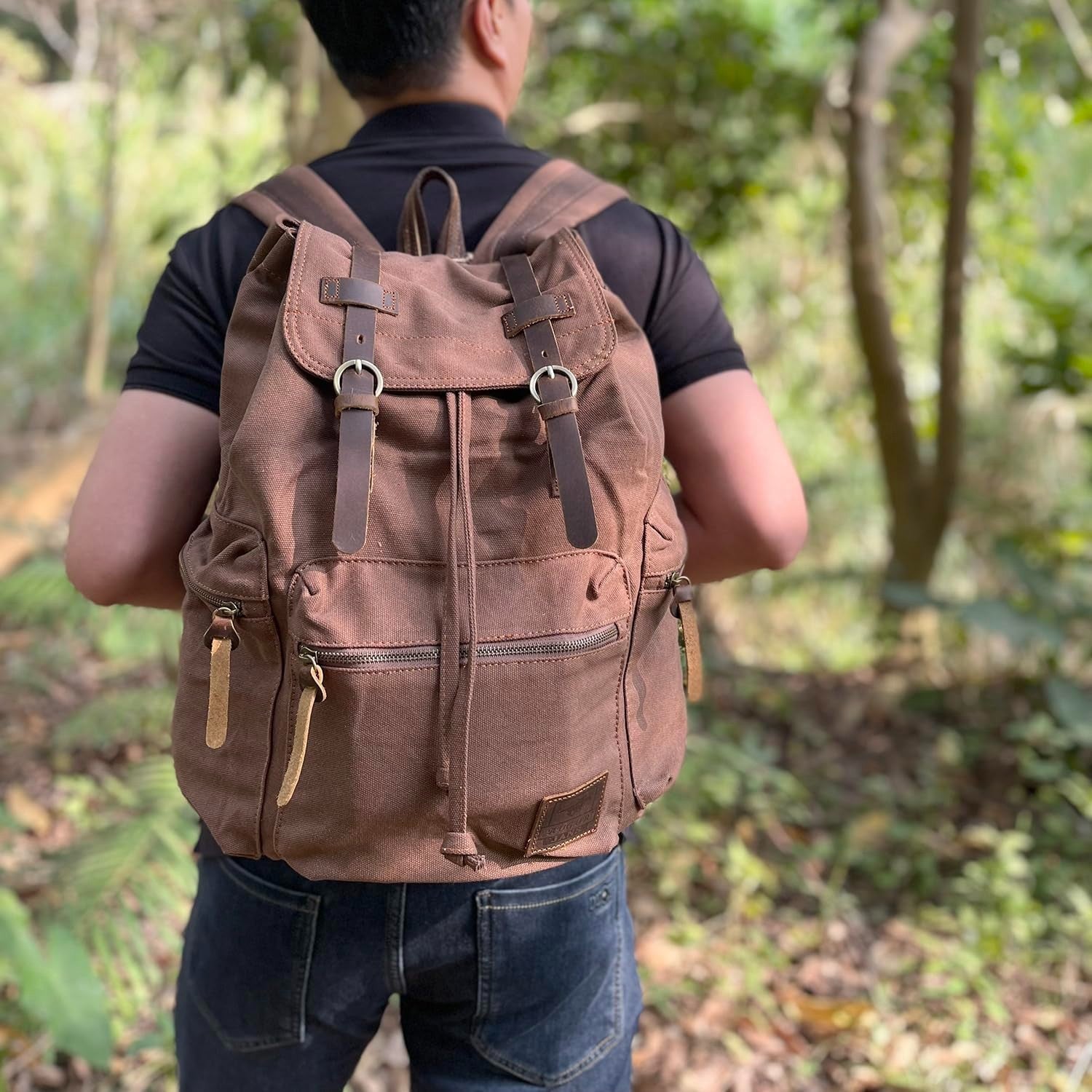 High Capacity Vintage Canvas Backpack for School, College, Hiking & Travel   Fit2