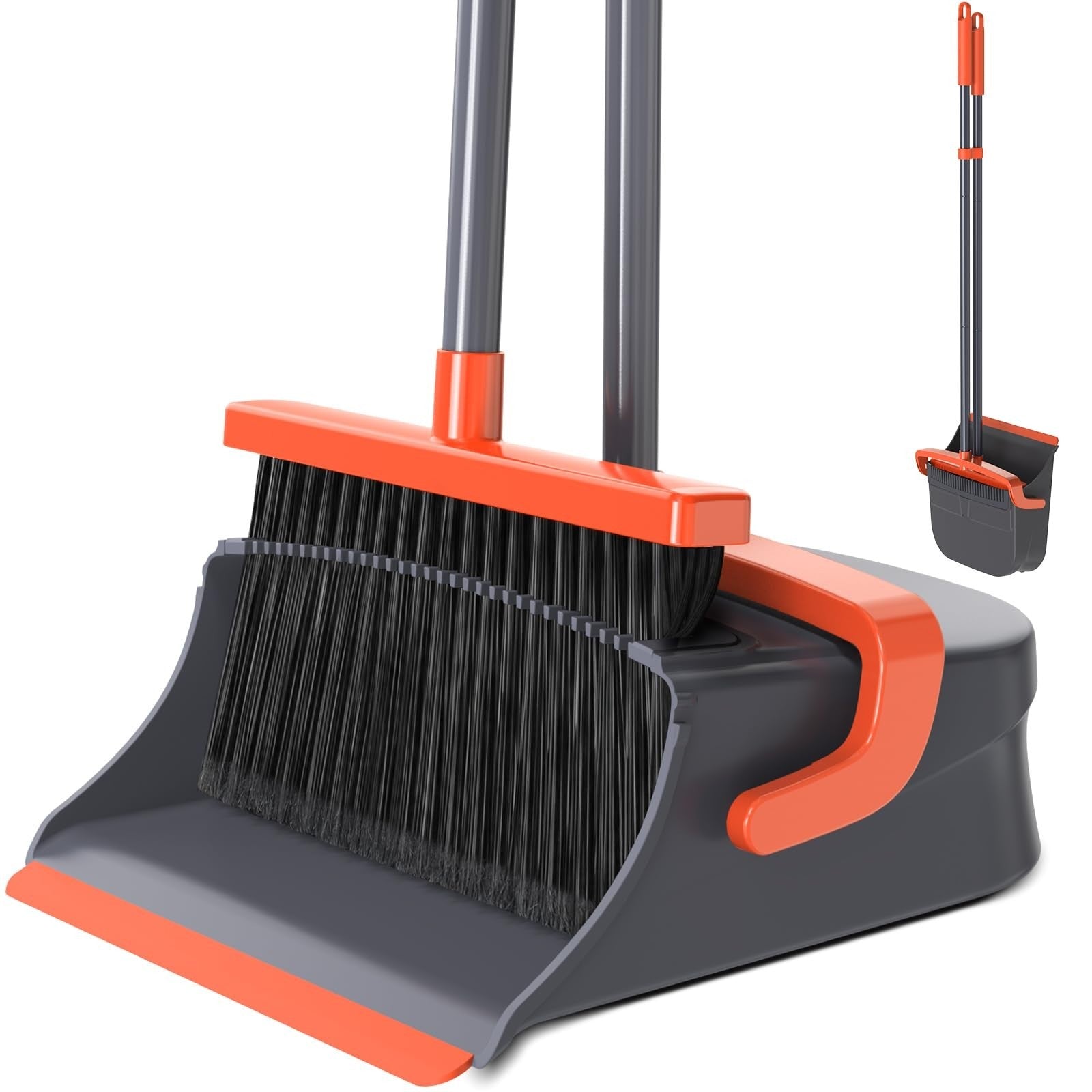 Self-Cleaning Broom & Dustpan Set for Pet Hair, Dust - Long Handle, Indoor/Outdo1