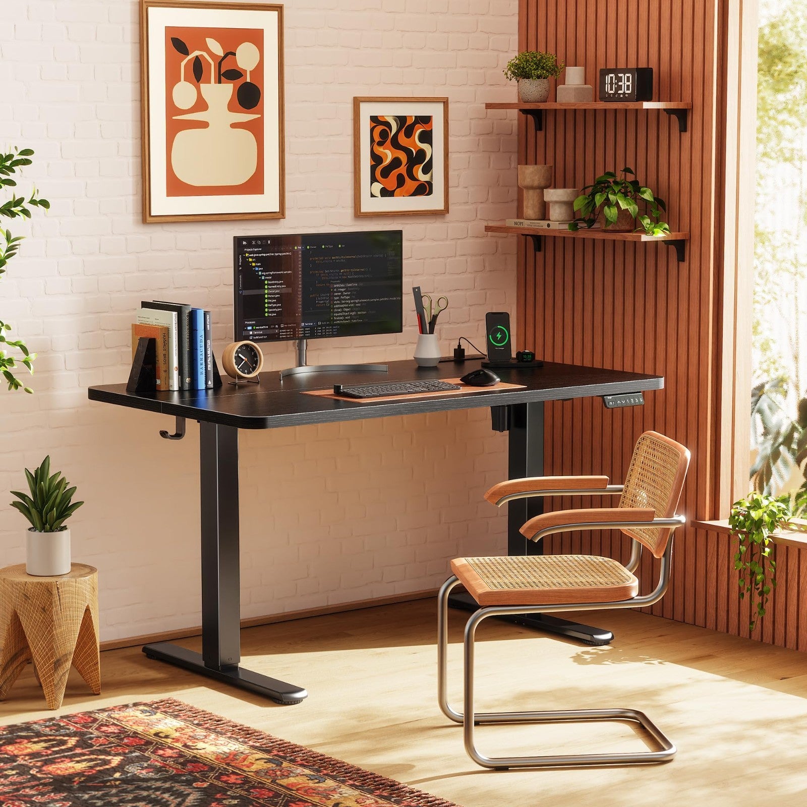 Height Adjustable Electric Standing Desk with USB-C & Power Outlets, 47x24" - Si2