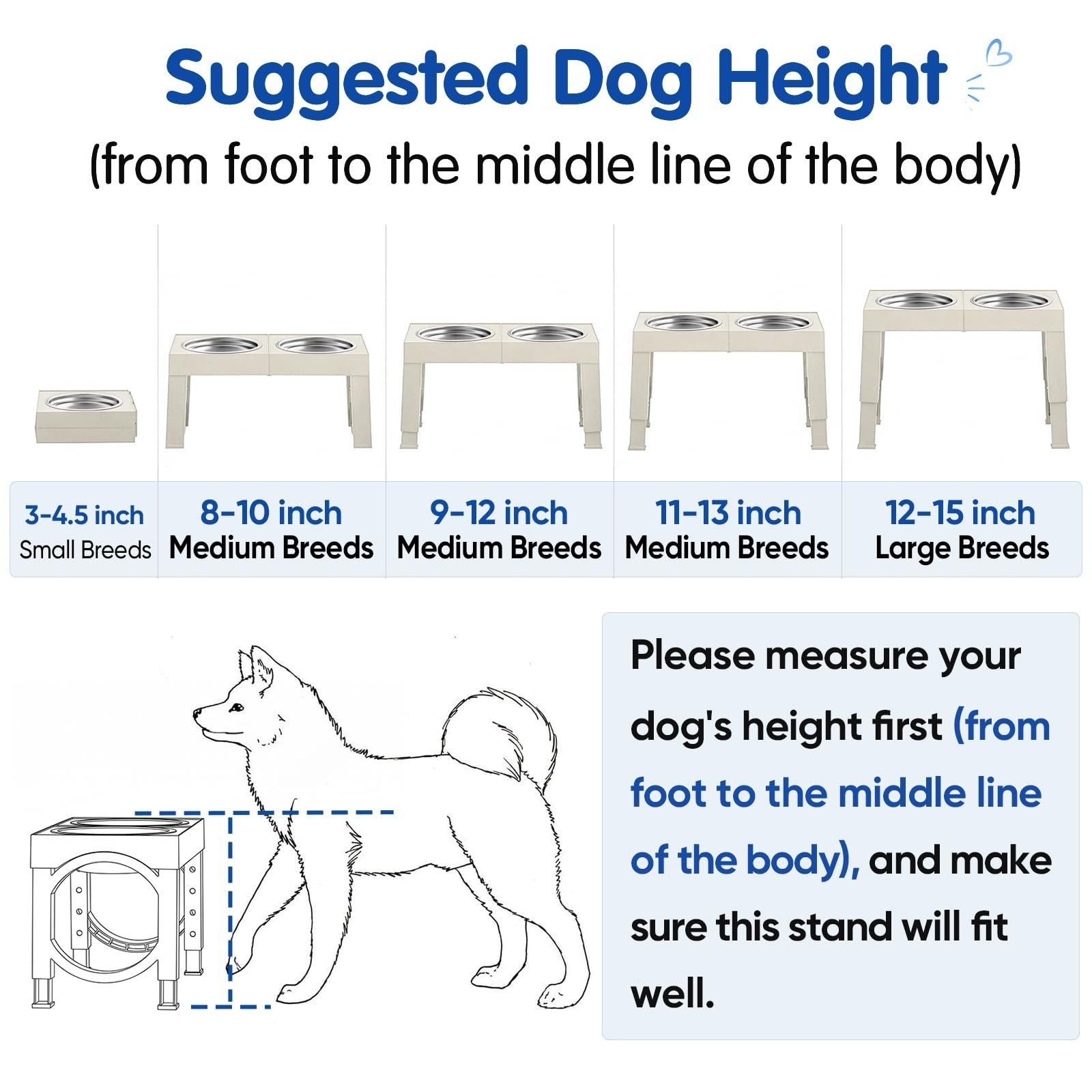 Elevated Dog Bowls for Large Breeds   Adjustable Height Stainless Steel Feeder S8