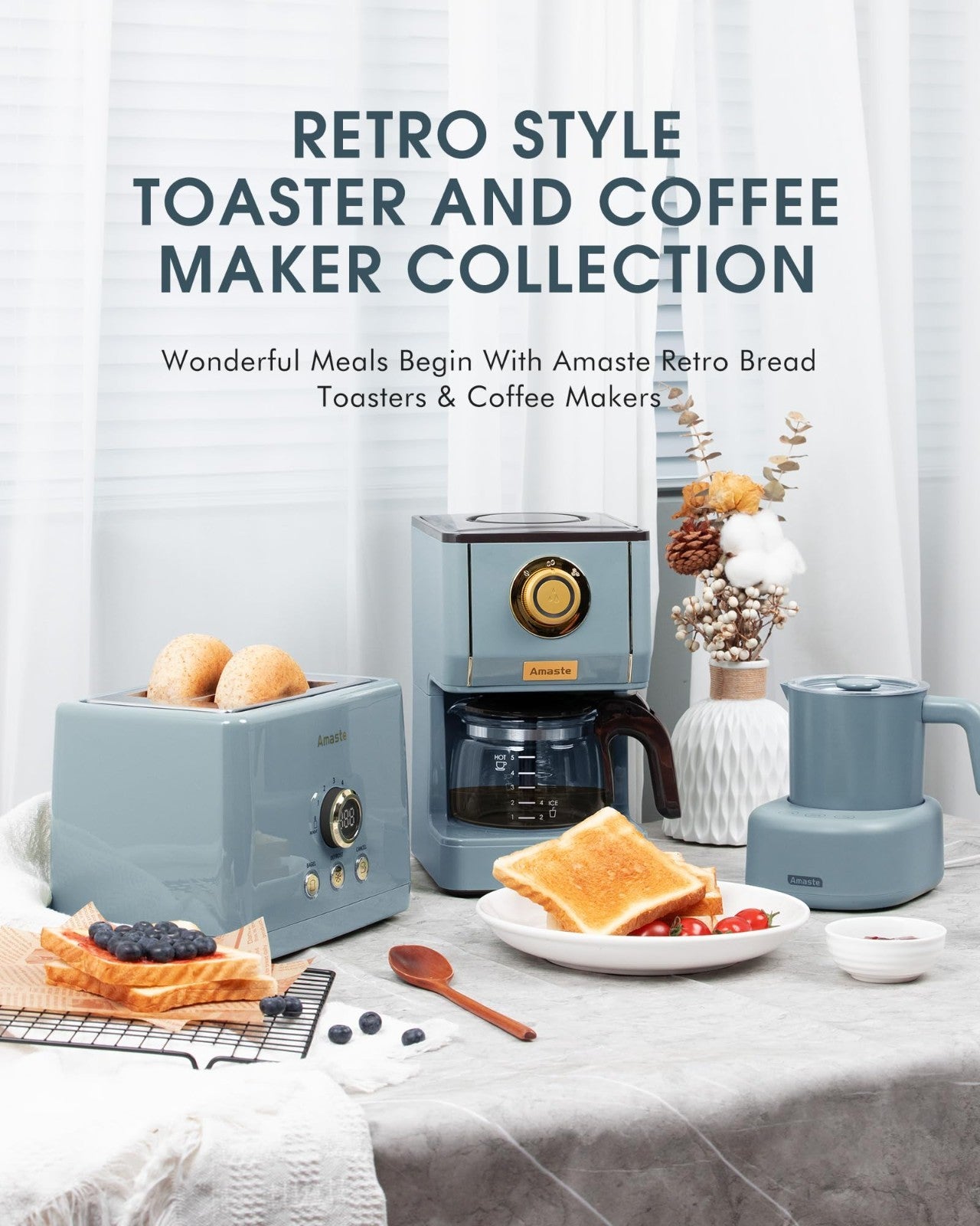 Retro 2 Slice Toaster with LED Timer, Extra Wide Slots, 6 Shade Settings, Bagel4
