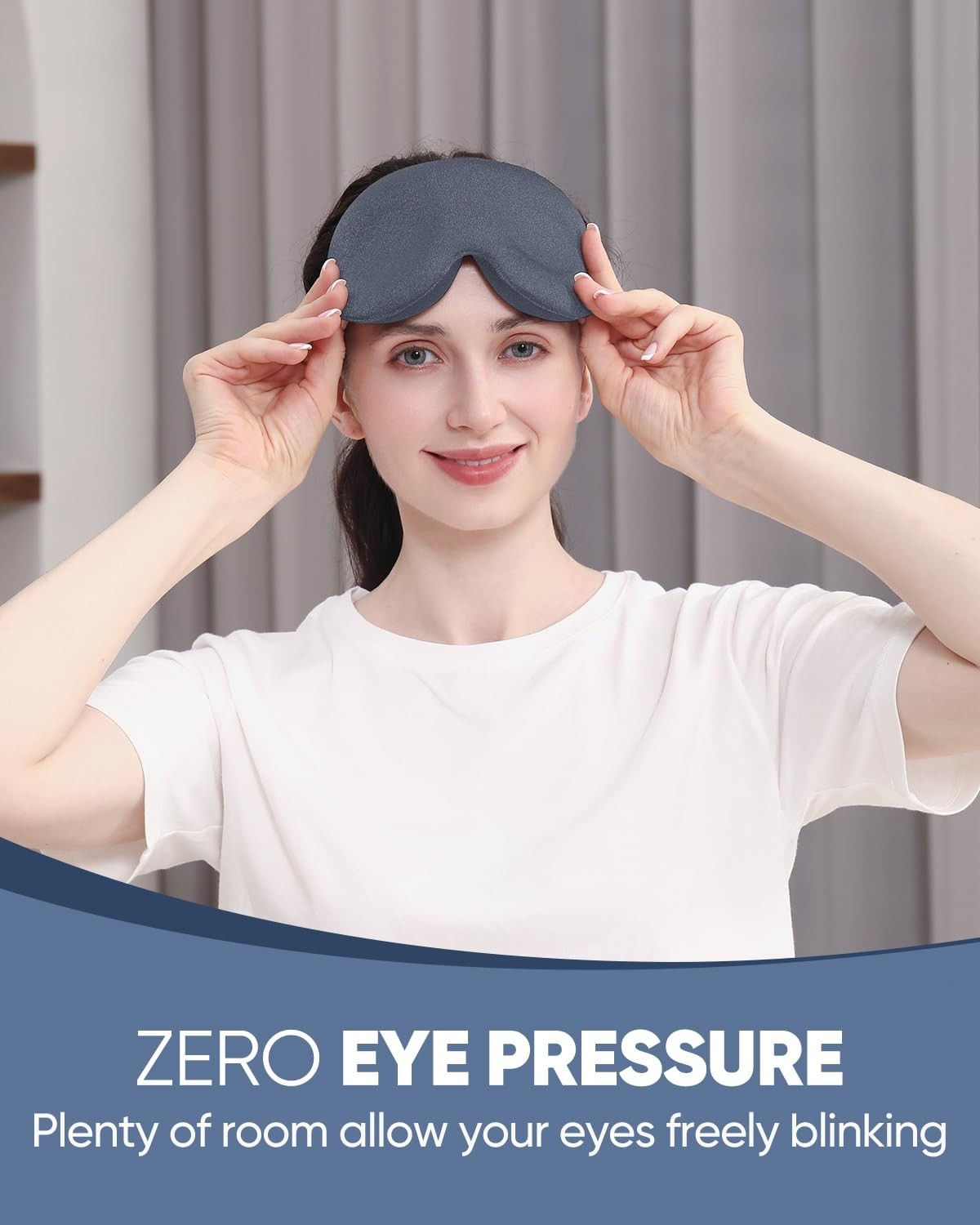 Luxury Sleep Mask - 3D Contoured Light Blocking Eye Mask for Side Sleepers, Adju2