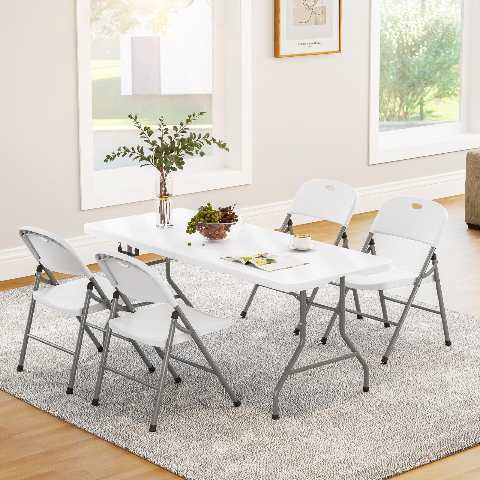 6FT Folding Table - Heavy Duty, 350 LBS Capacity, Waterproof HDPE Top, Portable8