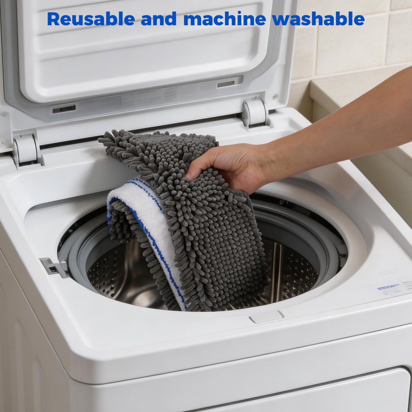 16" Microfiber Flat Mop with 4 Reusable Pads & Hair Scraper, 360° Swivel Wet Dry7