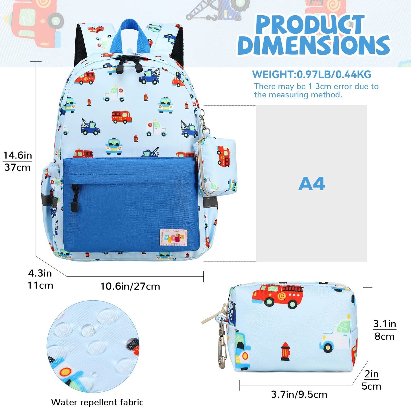 Kids Toddler Backpack with Chest Strap   Durable, Lightweight, Fun Design for Bo3