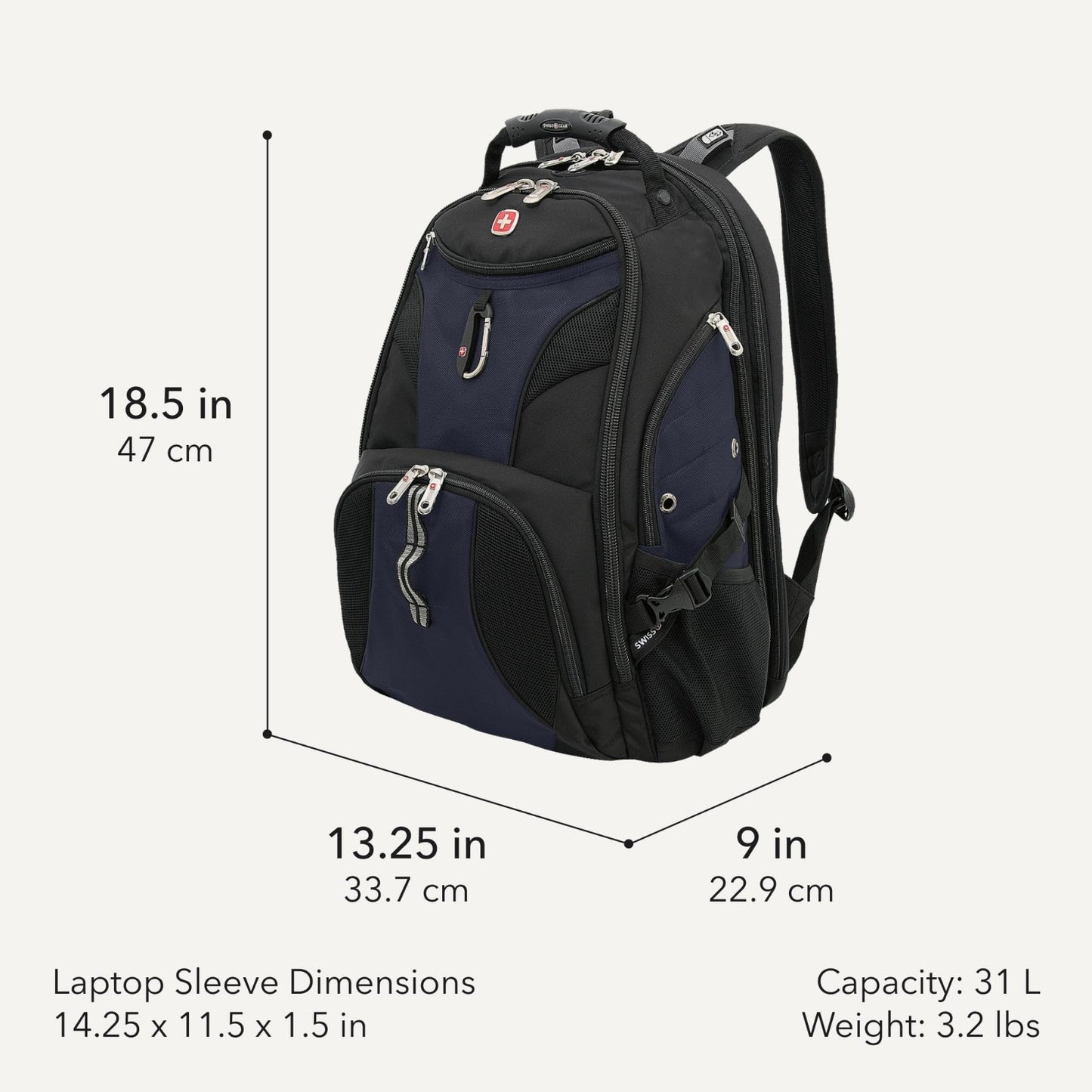 17 Inch TSA Friendly Laptop Backpack, RFID Protection, Tablet Pocket, Black, 31L2
