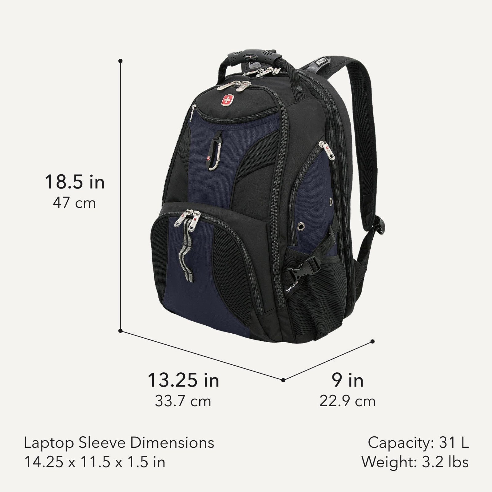 17 Inch TSA Friendly Laptop Backpack, RFID Protection, Tablet Pocket, Black, 31L2