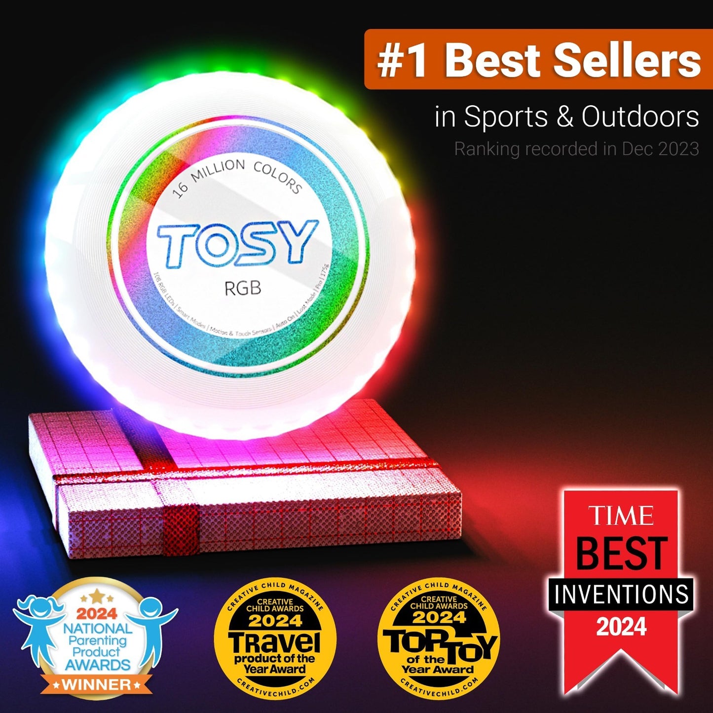 RGB Flying Disc   16 Million Colors, Bright LED Modes, Rechargeable, Waterproof,2
