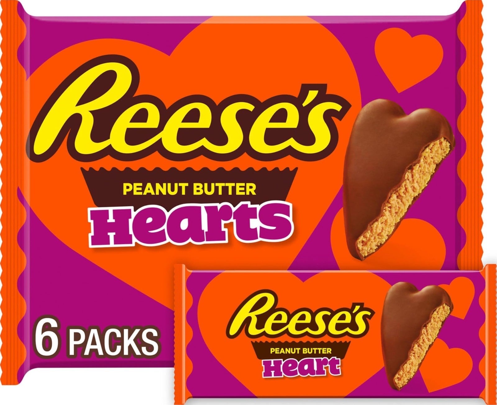 Milk Chocolate Peanut Butter Hearts Candy Packs - 1.2 oz (6 Count) Treats1