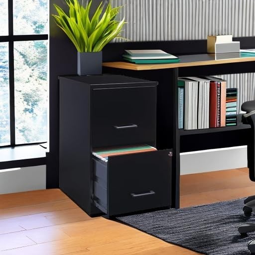 2 Drawer Locking Filing Cabinet   Pre Assembled Steel, Space Saving Design for H6
