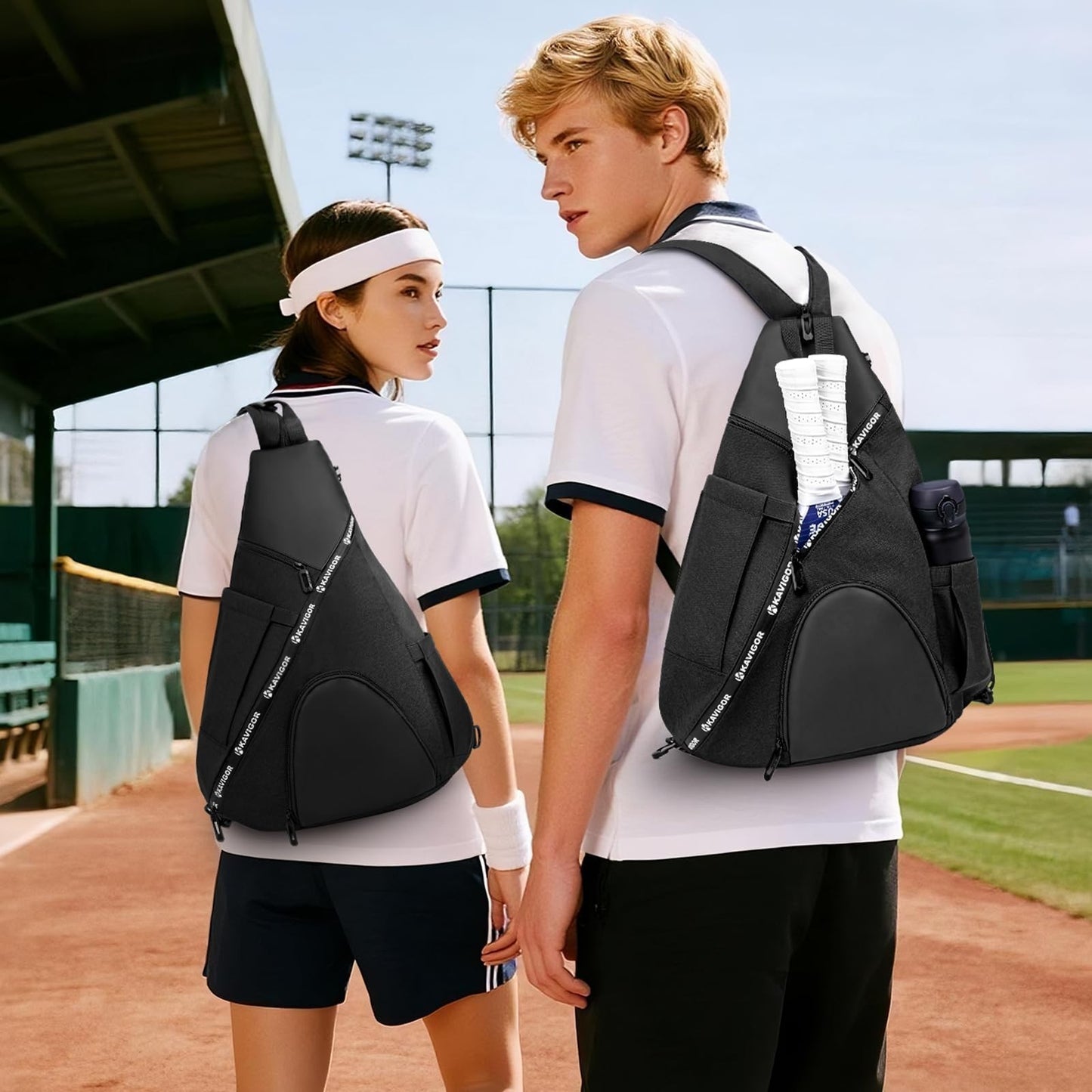 Lightweight Pickleball Sling Bag, 7 Pockets, Water-Resistant, Detachable Strap6