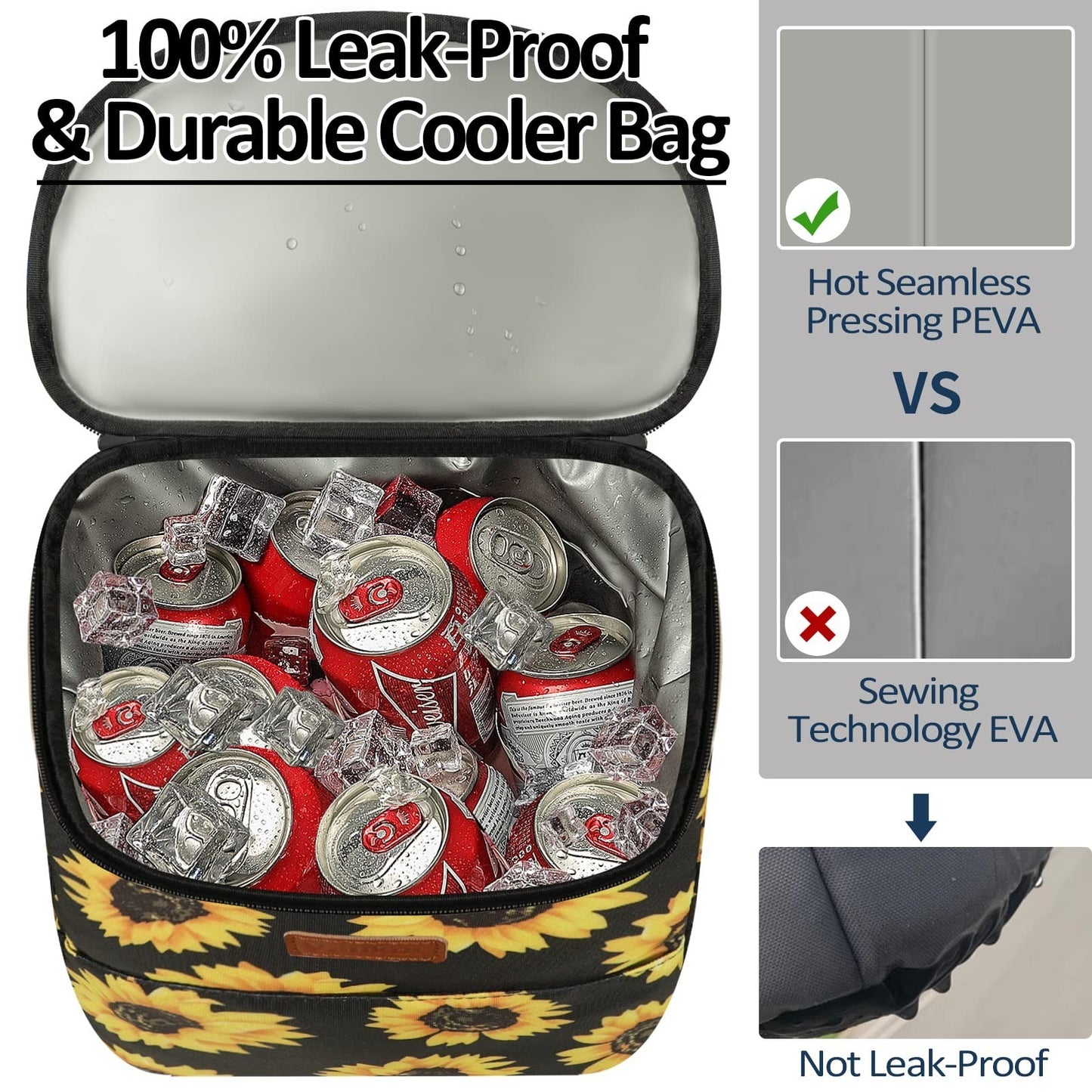 Insulated Camping Cooler Backpack - Holds 30-45 Cans, Waterproof, Leak-Proof, Pe2
