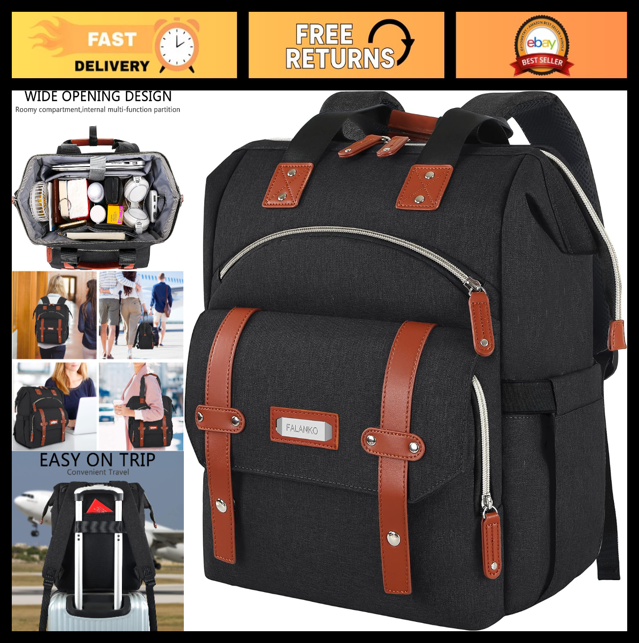 Spacious RFID Anti Theft Laptop Backpack for College, Travel & Work   15.60