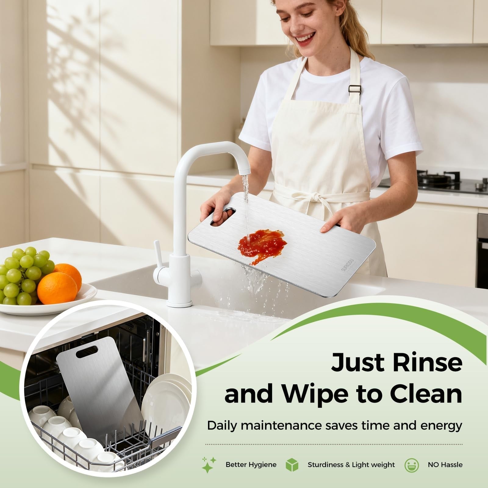 Set of 3 Double Sided Titanium Cutting Boards   Non Toxic, Dishwasher Safe, Idea4